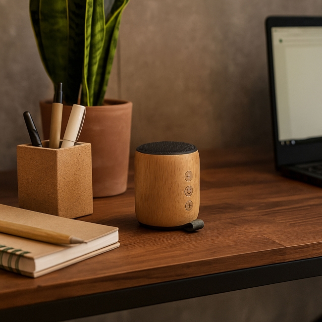 Vue 3 de Enceinte BT 4.0 bois