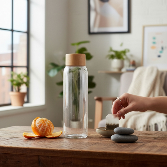 Vue 4 de Bouteille en verre 500ml AQUA