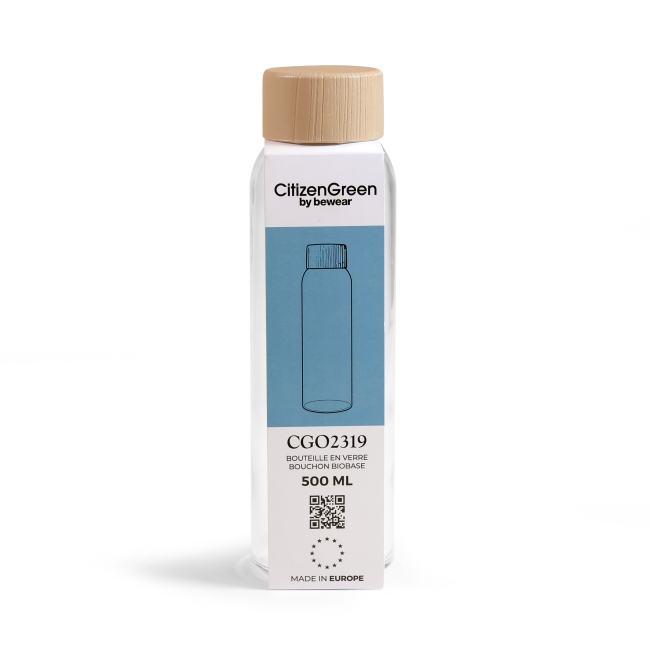 Vue 3 de Bouteille en verre 500ml AQUA