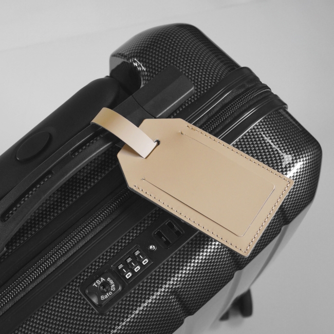 Vue 3 de Etiquette bagage cuir régénéré MILOU