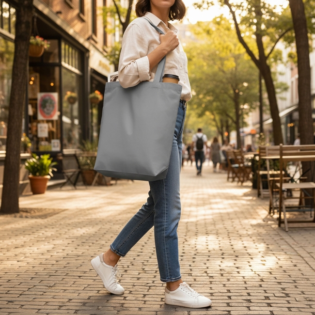 Vue 3 de Sac shopping coton bio BIOSHOP