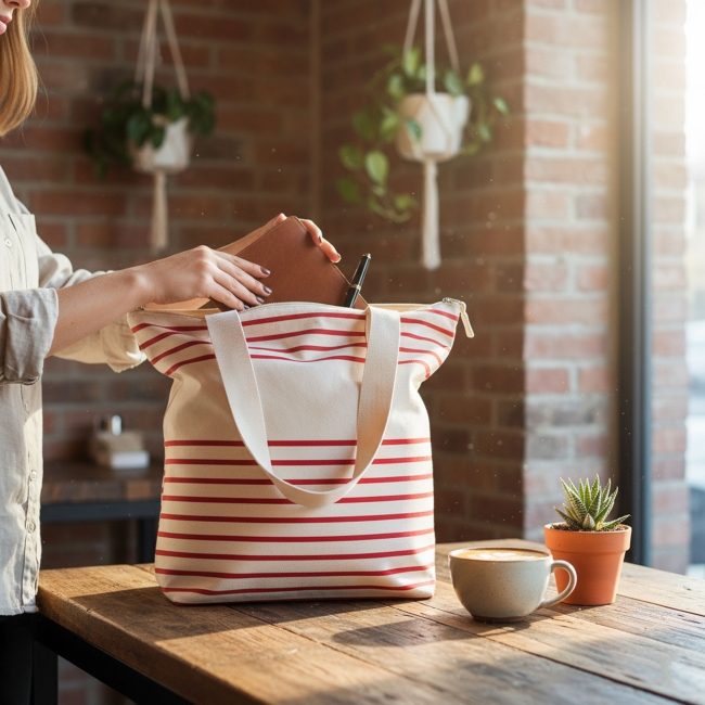 Vue 4 de Sac shopping coton bio 220g BIOBEACH