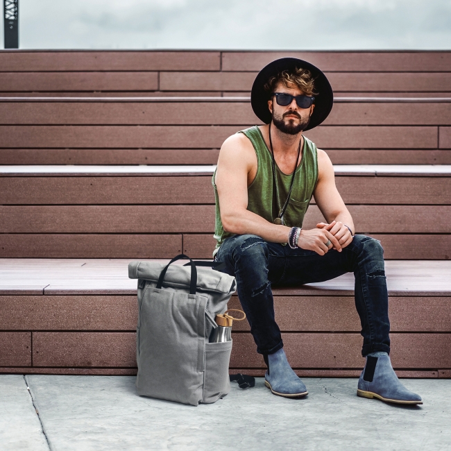 Vue 3 de Sac à dos polyester recyclé REWAY
