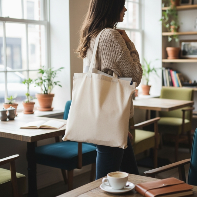 Vue 4 de Totebag coton bio 220g BIOTOTE