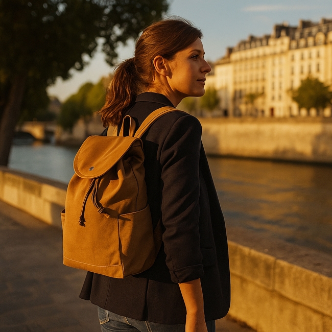 Vue 3 de Sac à dos coton recyclé NATURA