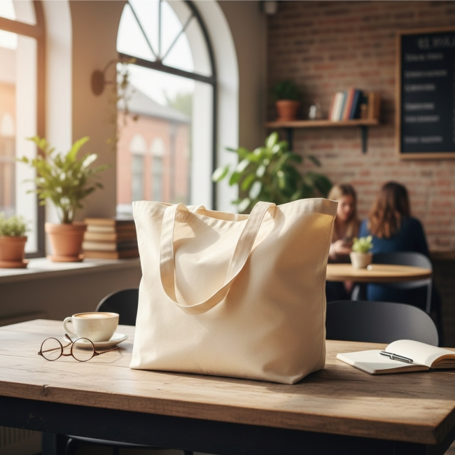 Vue 4 de Sac shopping XXL coton bio 280g JEANNETTE