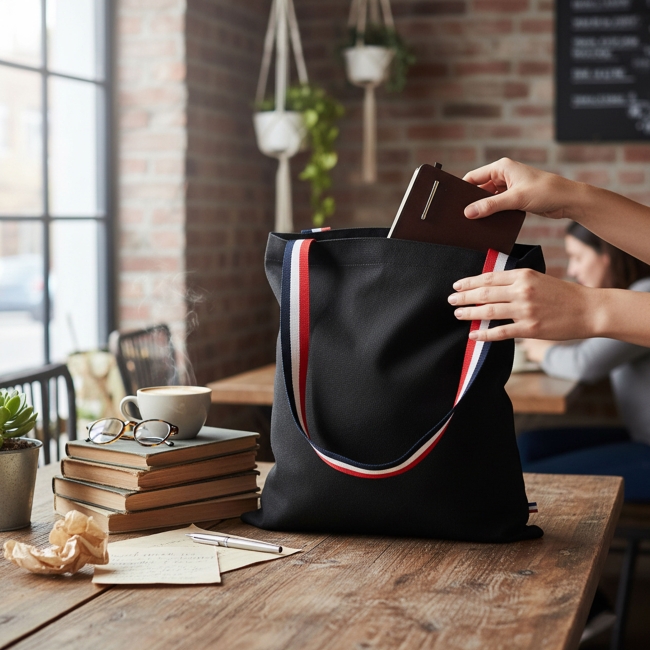 Vue 5 de Totebag coton bio 280g JAVAMARIE