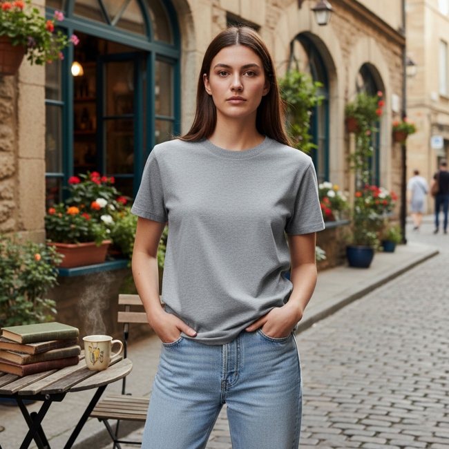 Vue 5 de Tee-Shirt femme coton bio 170g LUCIENNE