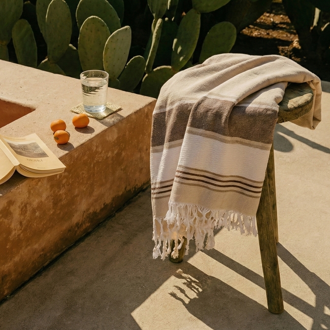Vue 7 de Fouta serviette polycoton recyclé 470g MARINA