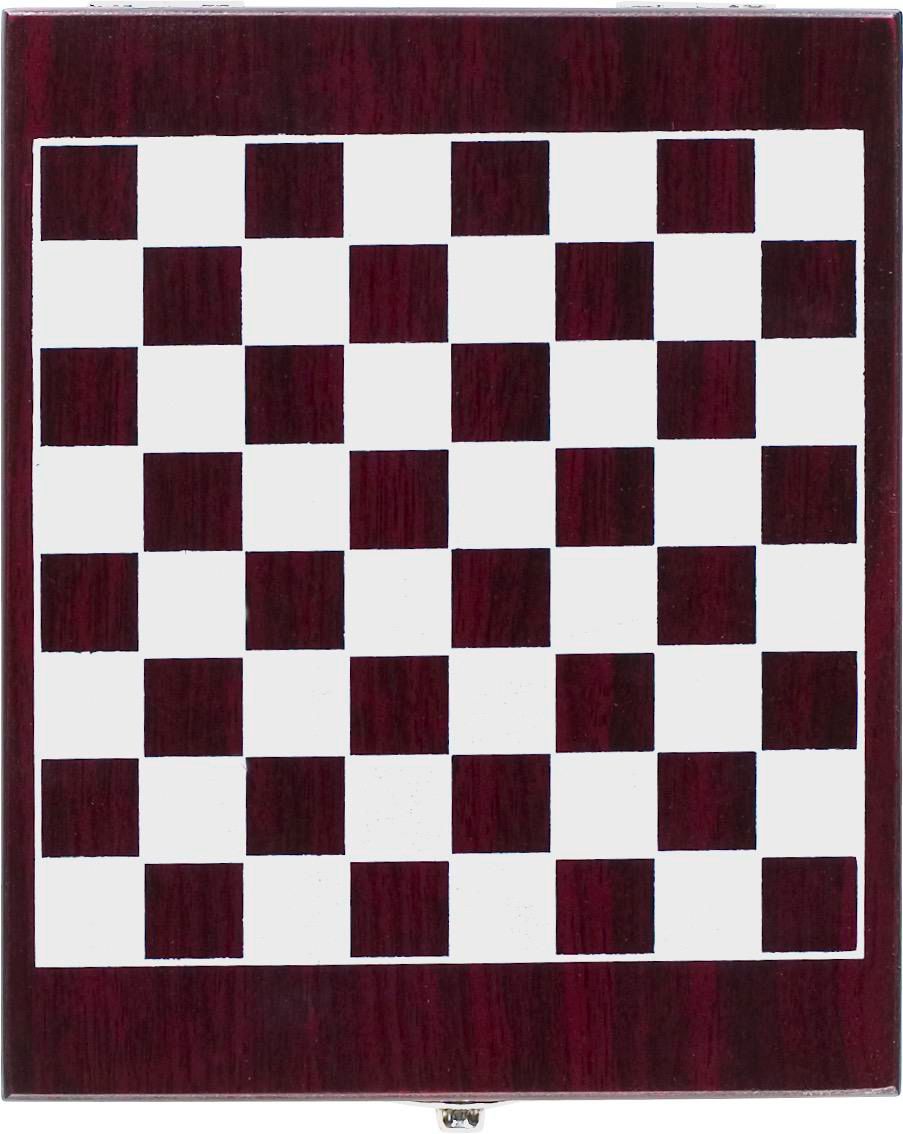 Vue 2 de Set de vin Renée | Coffret en bois | Couvercle damier | 4 pcs