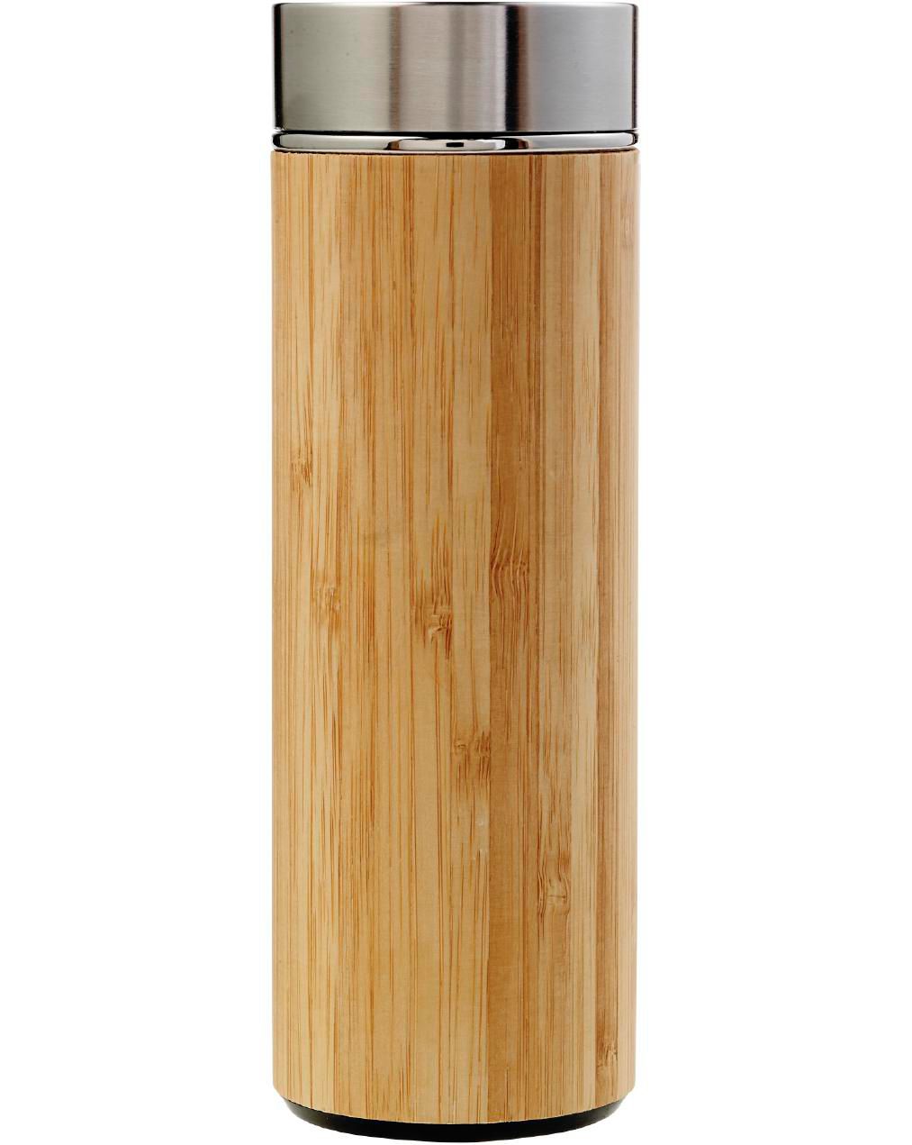 Vue 4 de Gourde Yara | Inox et bambou | 420 ml | Infuseur à thé