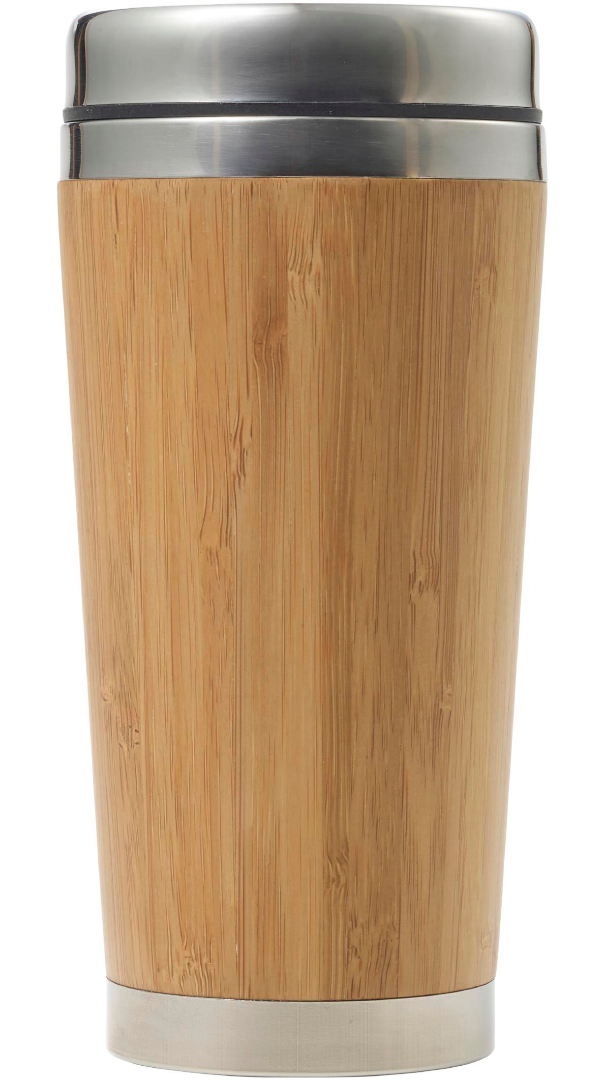 Vue 3 de Gobelet thermos Sabine | Bambou et inox | 400 ml