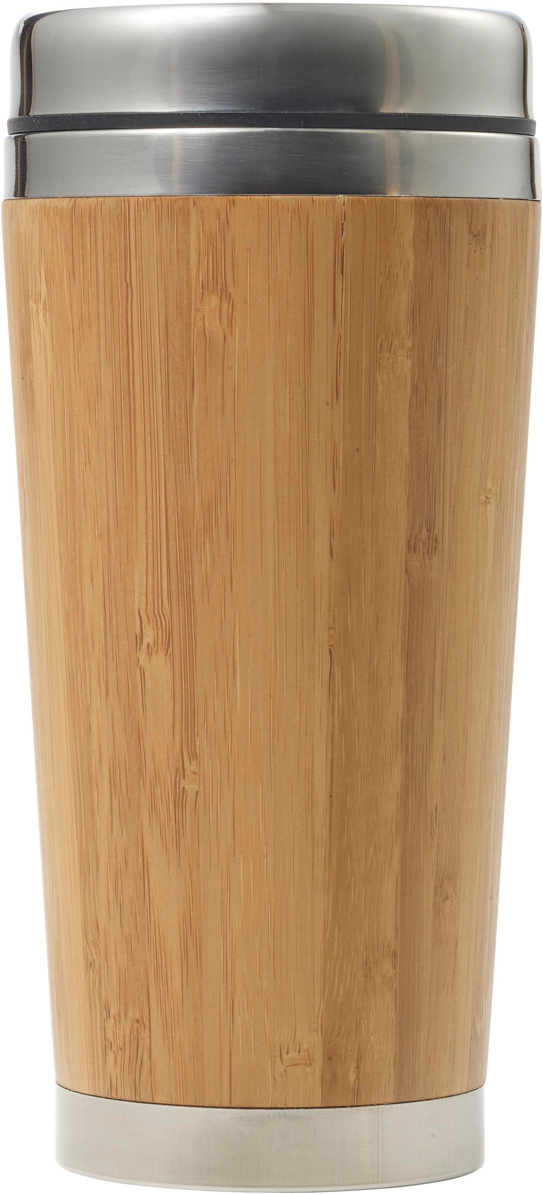 Vue 2 de Gobelet thermos Sabine | Bambou et inox | 400 ml