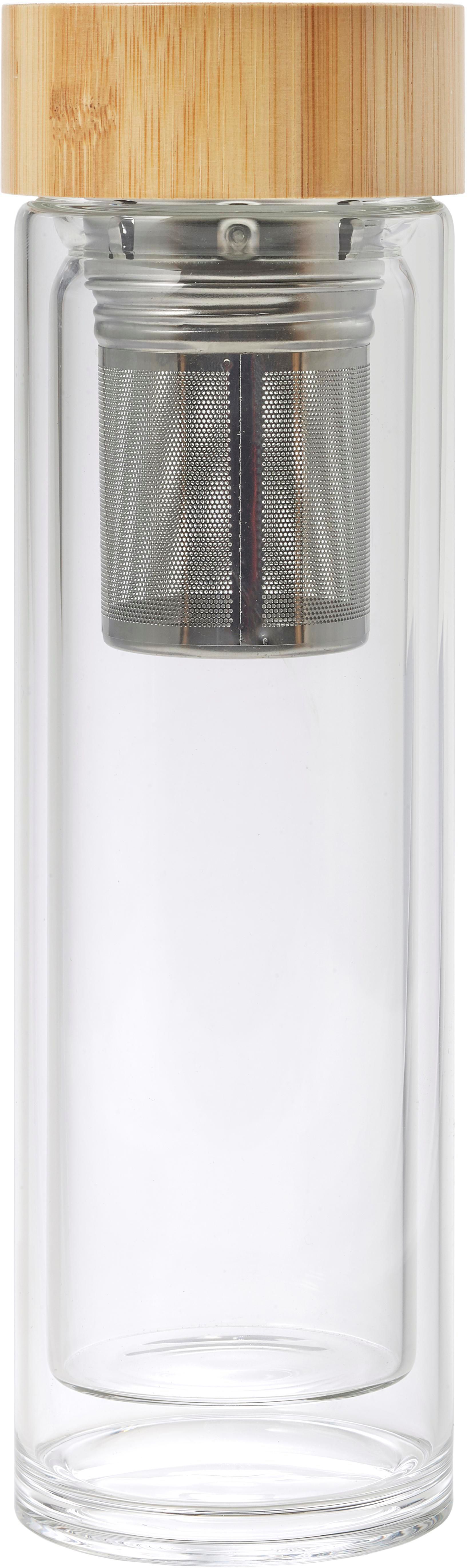 Vue 4 de Gourde Vicente | Verre | Couvercle bambou | 420 ml