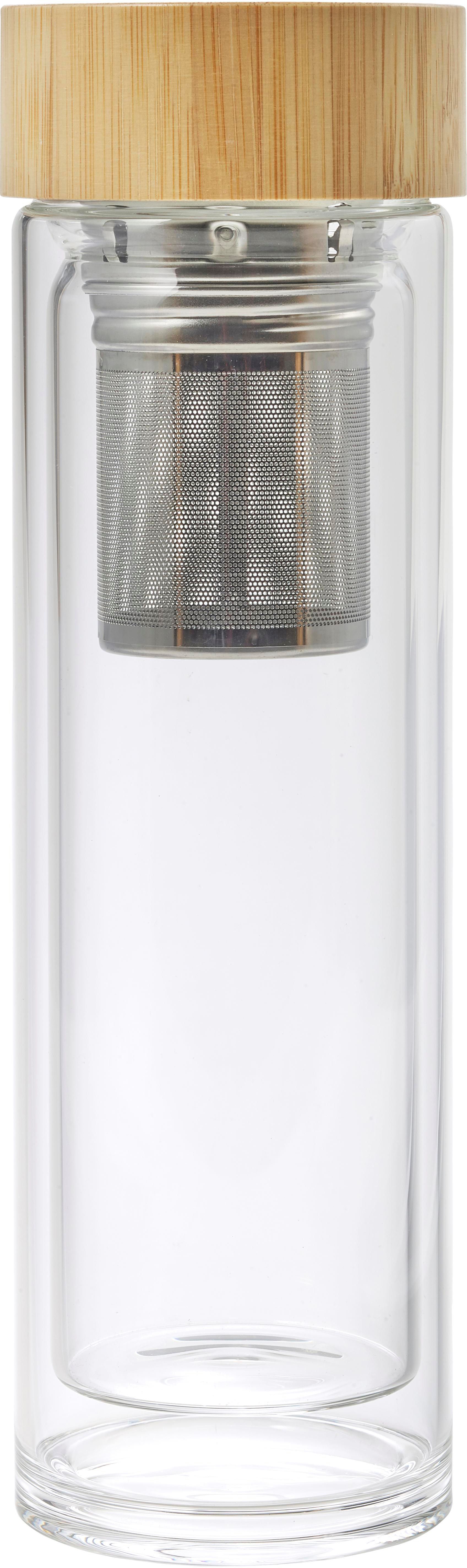 Vue 2 de Gourde Vicente | Verre | Couvercle bambou | 420 ml