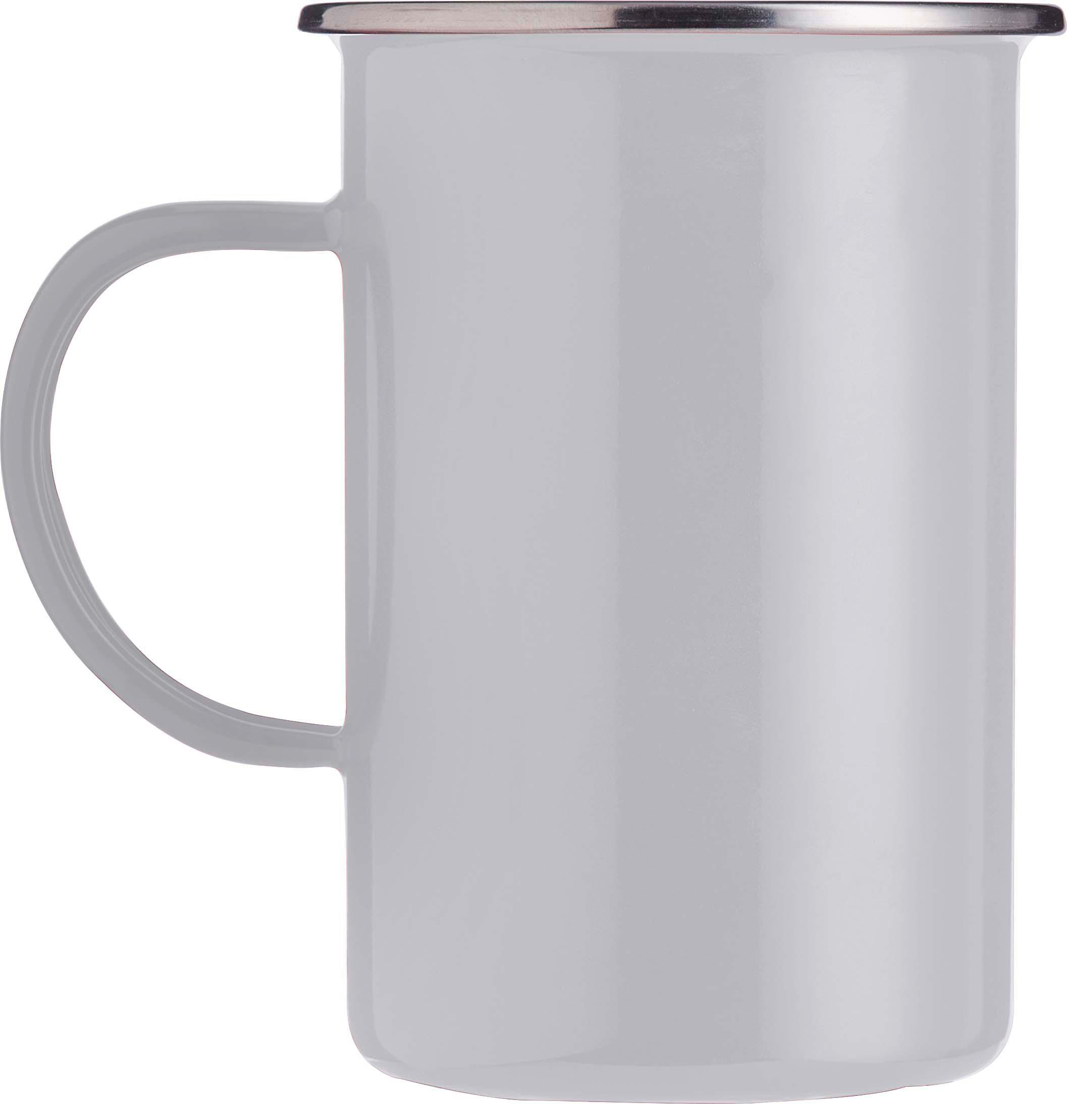 Vue 3 de Mug émaillé Ayden | Bord inox | 500 ml