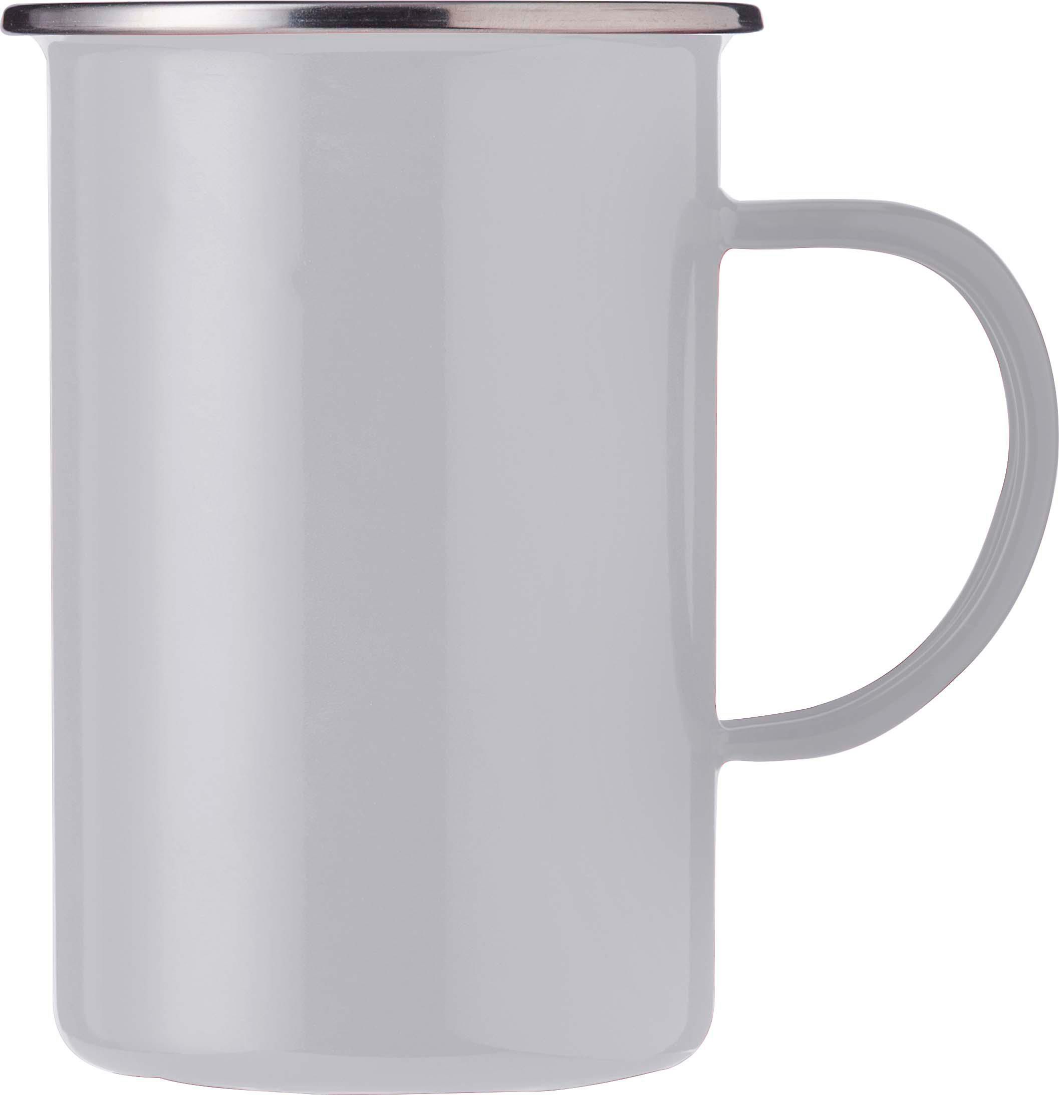 Vue 2 de Mug émaillé Ayden | Bord inox | 500 ml