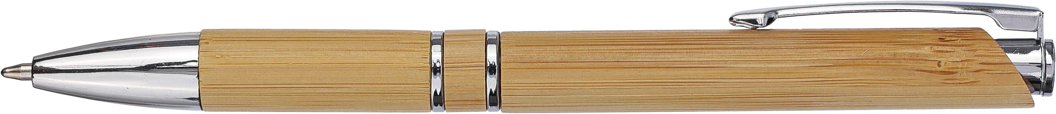 Vue 3 de Stylo à bille Deanna | Bambou | Chrome