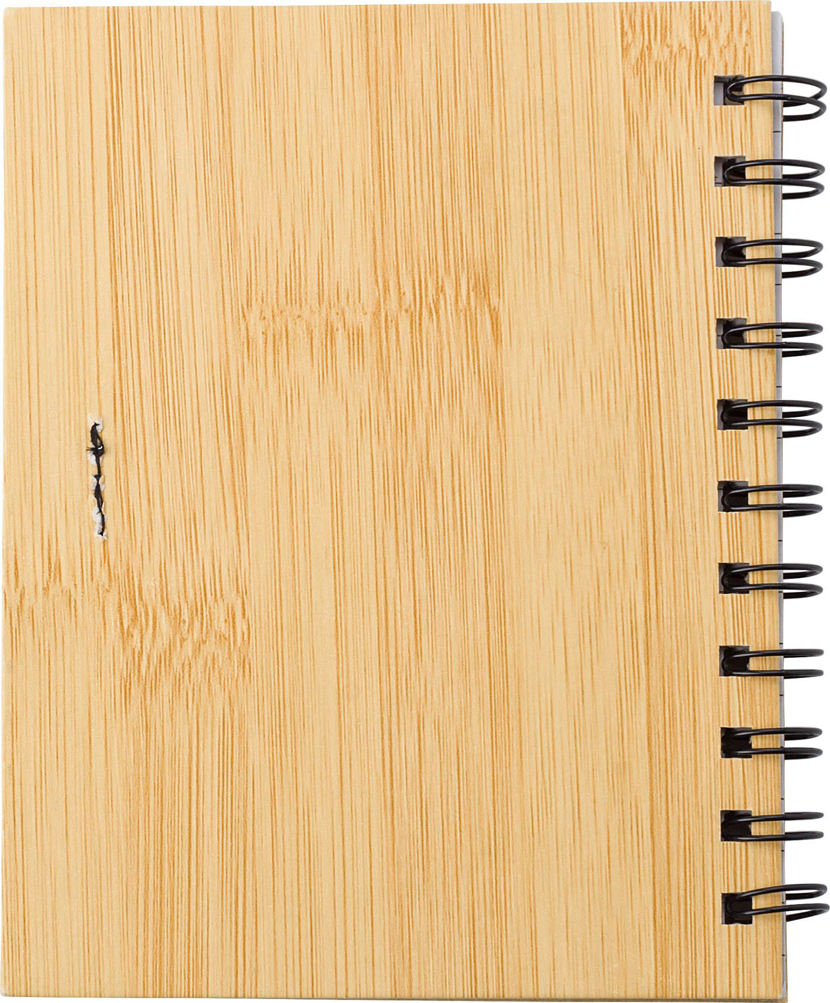 Vue 2 de Carnet Niall | Aspect bambou | Avec notes adhésives et stylo bille