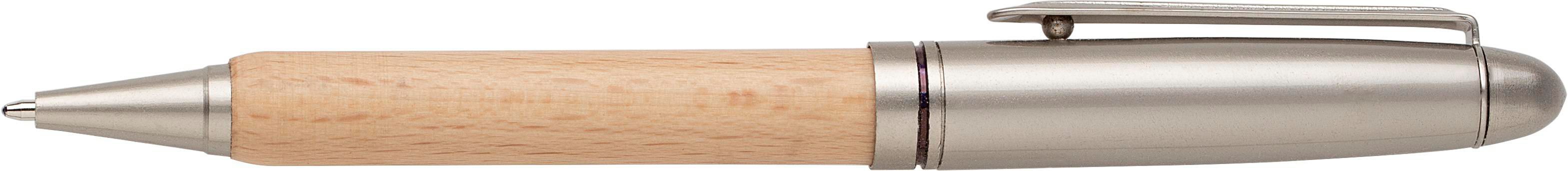 Vue 3 de Stylo bille Tobias | Hêtre | Boîte en bois