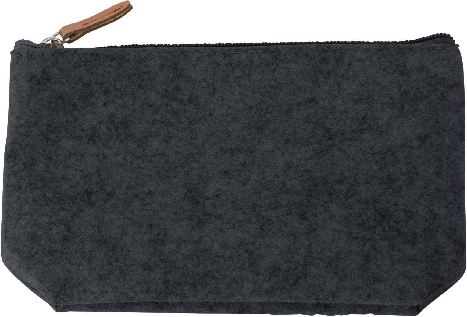 Vue 2 de Pochette cosmétique Lucy | Feutre recyclé | Détails en simili-cuir