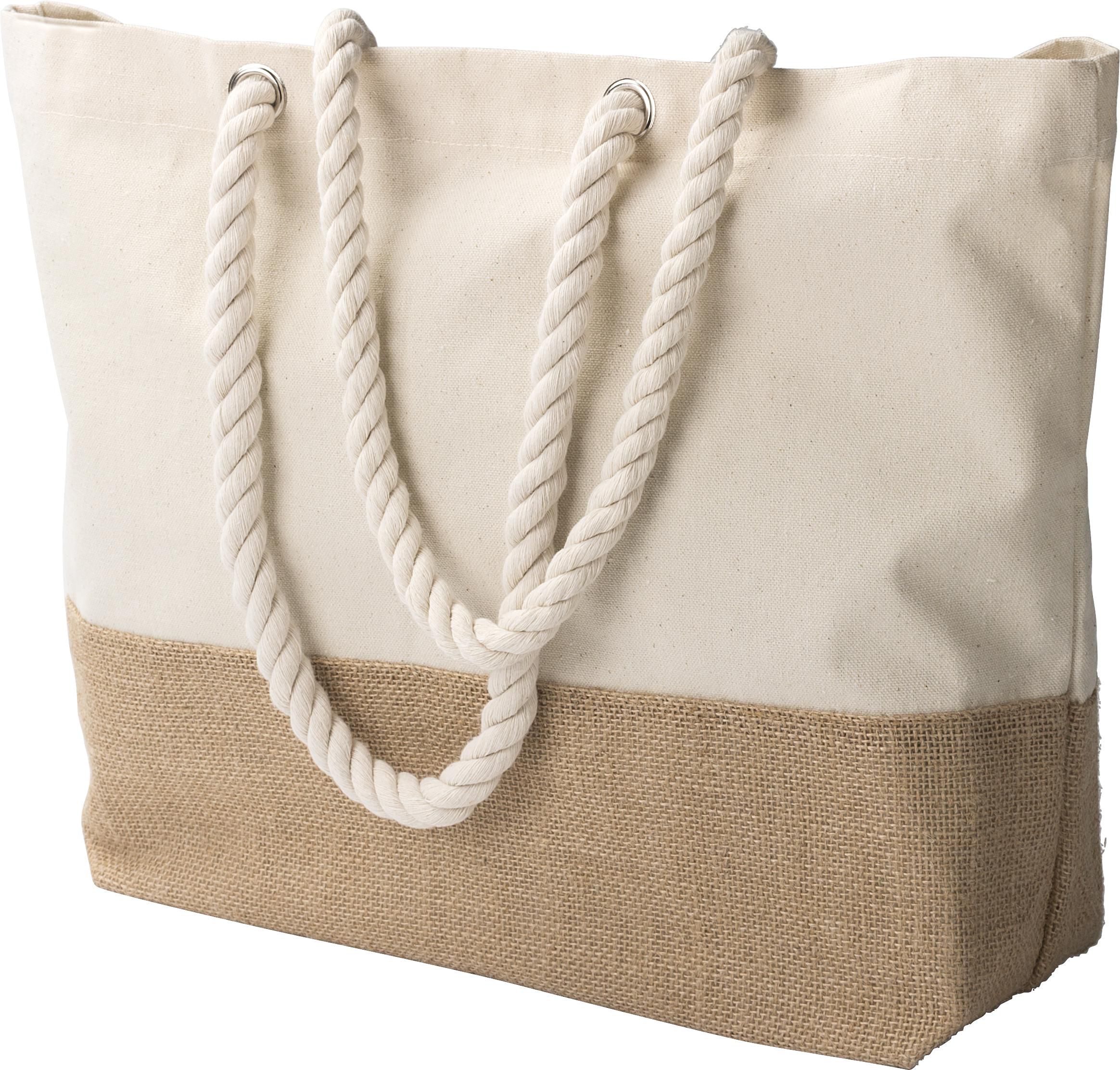Vue 5 de Sac shopping Diego | Coton 280 g/m² | Fond jute