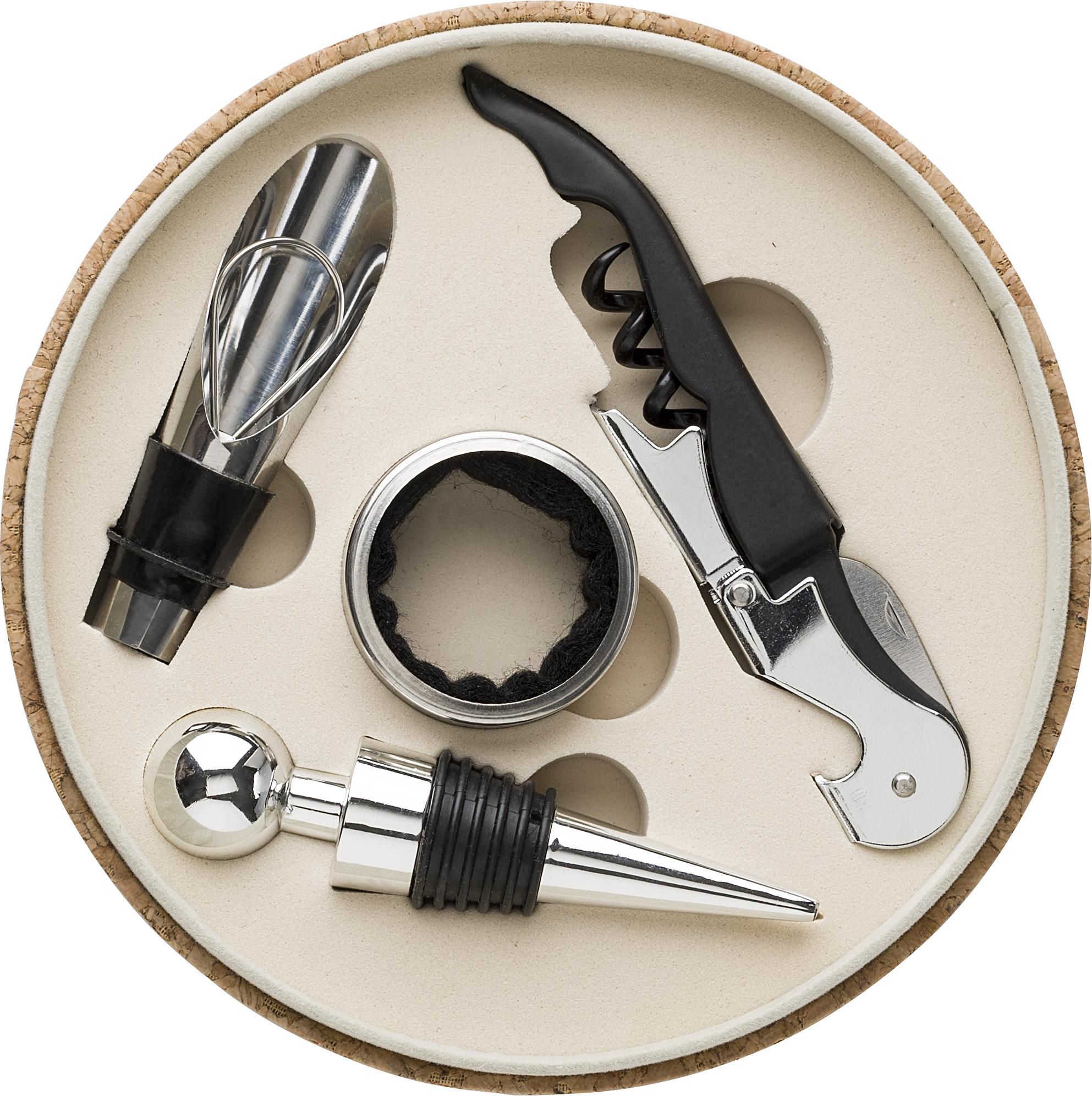Vue 4 de Set de vin Milana | Simili-cuir aspect liège | 4 pcs