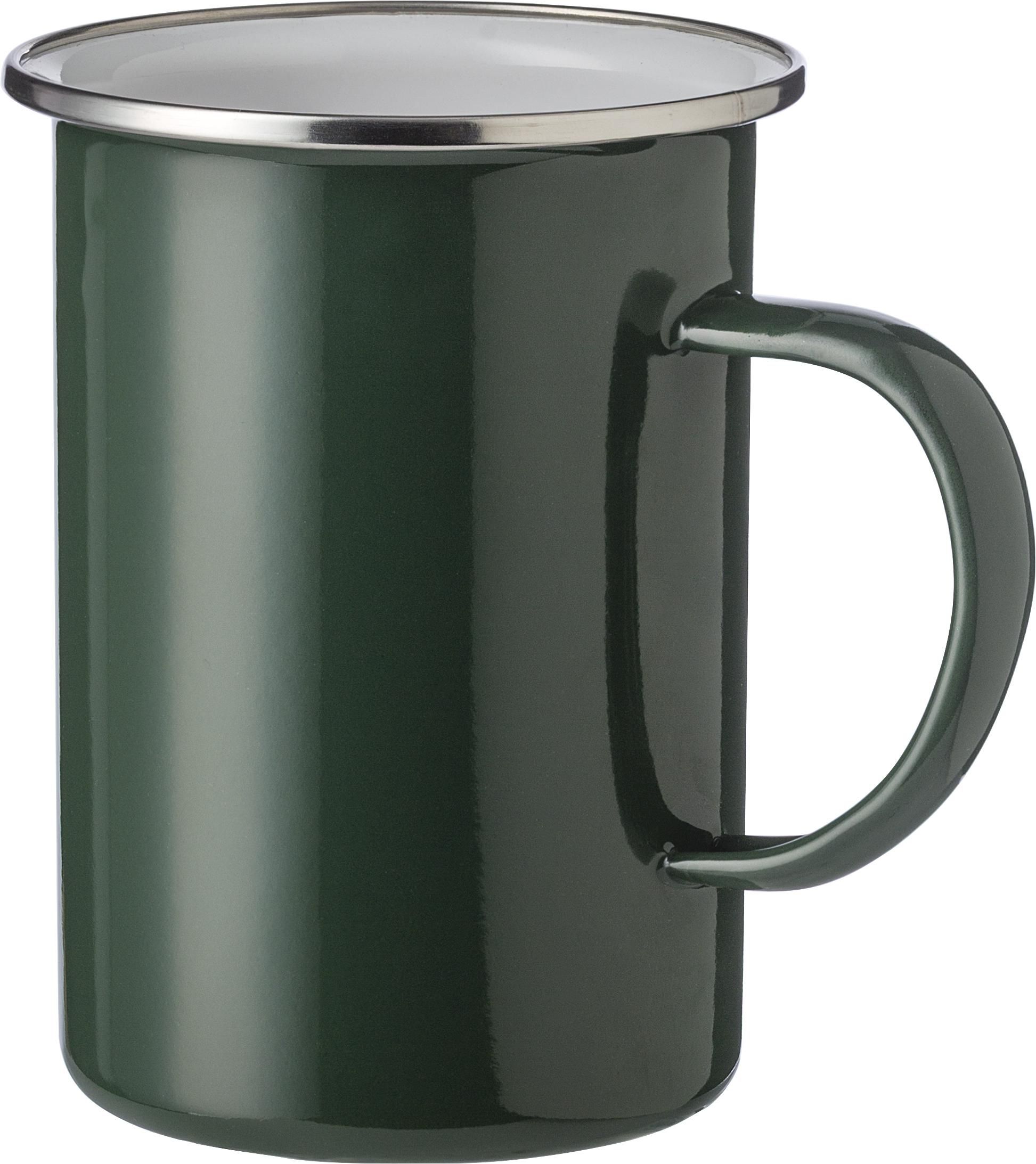 Vue 4 de Mug émaillé Ayden | Bord inox | 500 ml