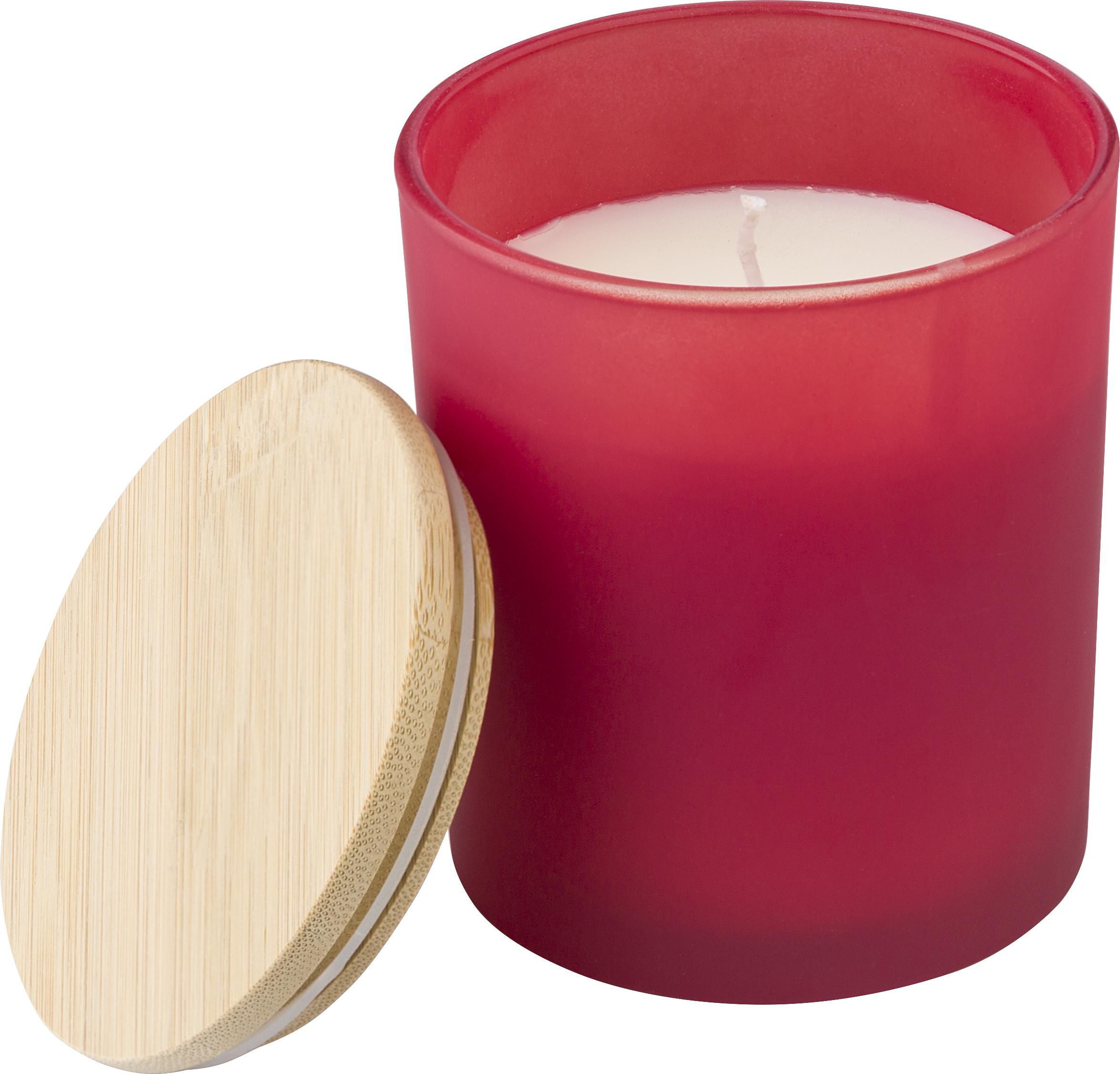 Vue 2 de Bougie Josiah | Verre avec couvercle bambou | Cire de soja | 280 g