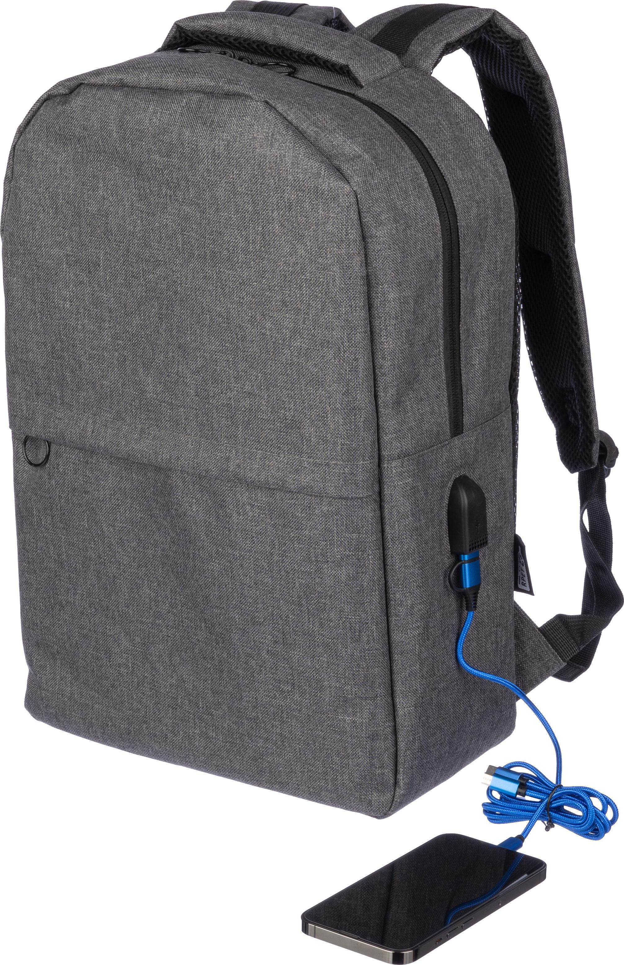 Vue 3 de Sac à dos pour ordinateur Henrik | Recyclé | Port USB