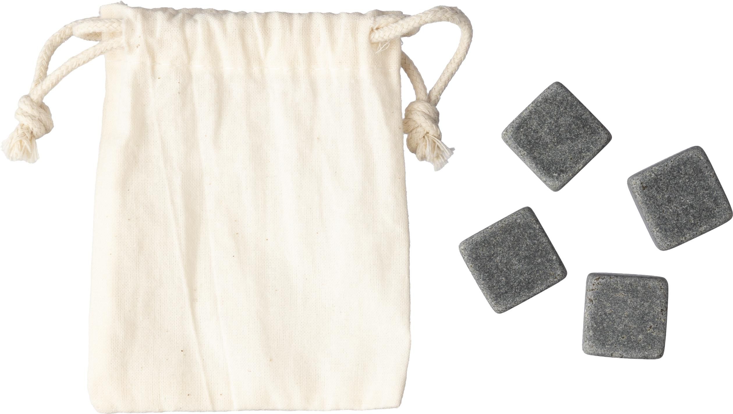 Vue 5 de Glaçons en pierre Jens | 4 pcs | Pochette en coton