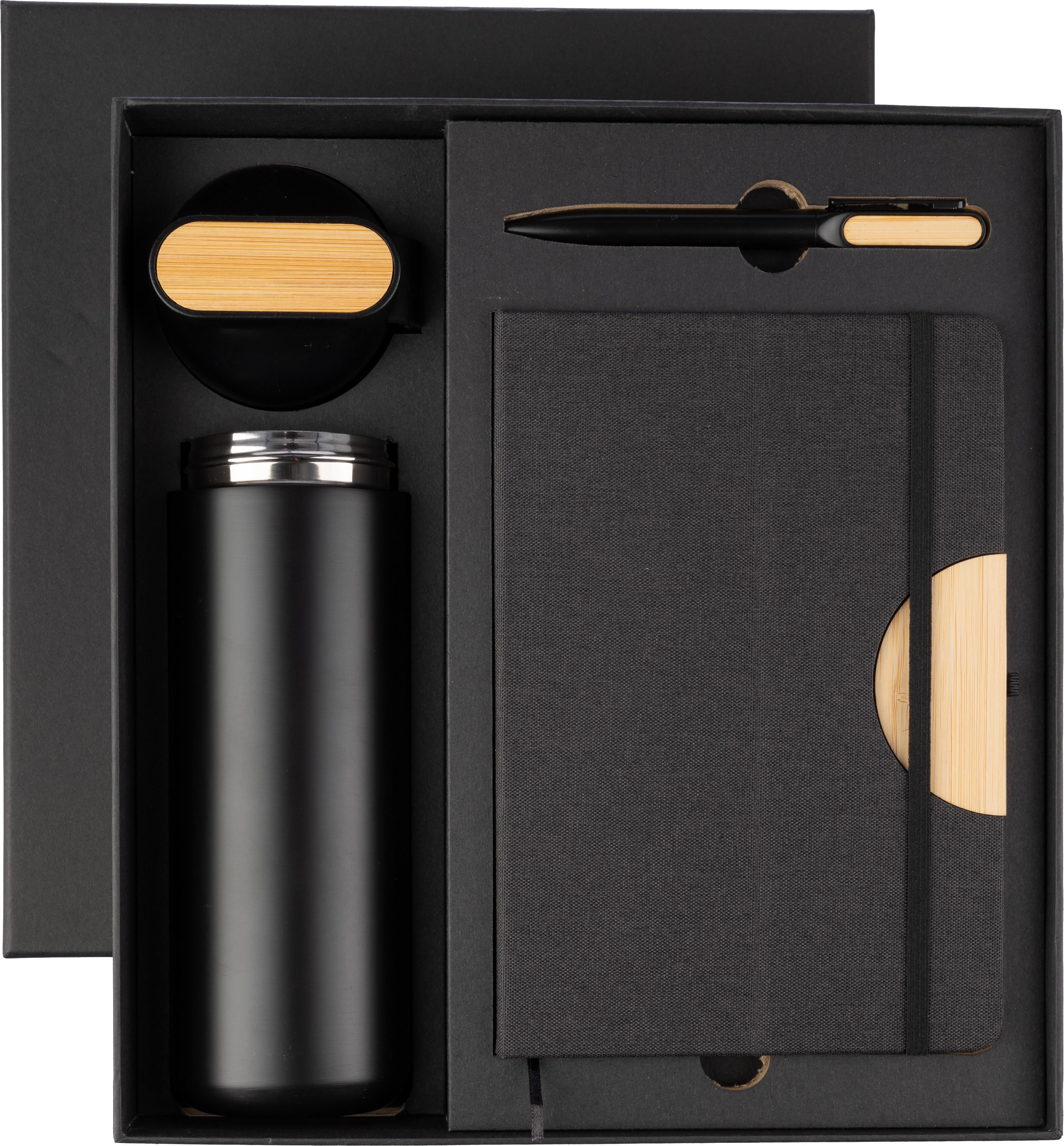 Vue 2 de Coffret cadeau | Gourde, carnet et stylo bille