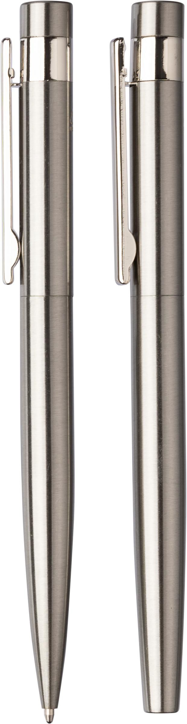 Vue 4 de Set d'écriture Fritz | Inox recyclé | Stylo bille twist et rollerball