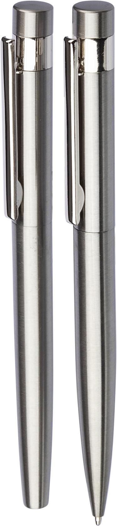 Vue 2 de Set d'écriture Fritz | Inox recyclé | Stylo bille twist et rollerball