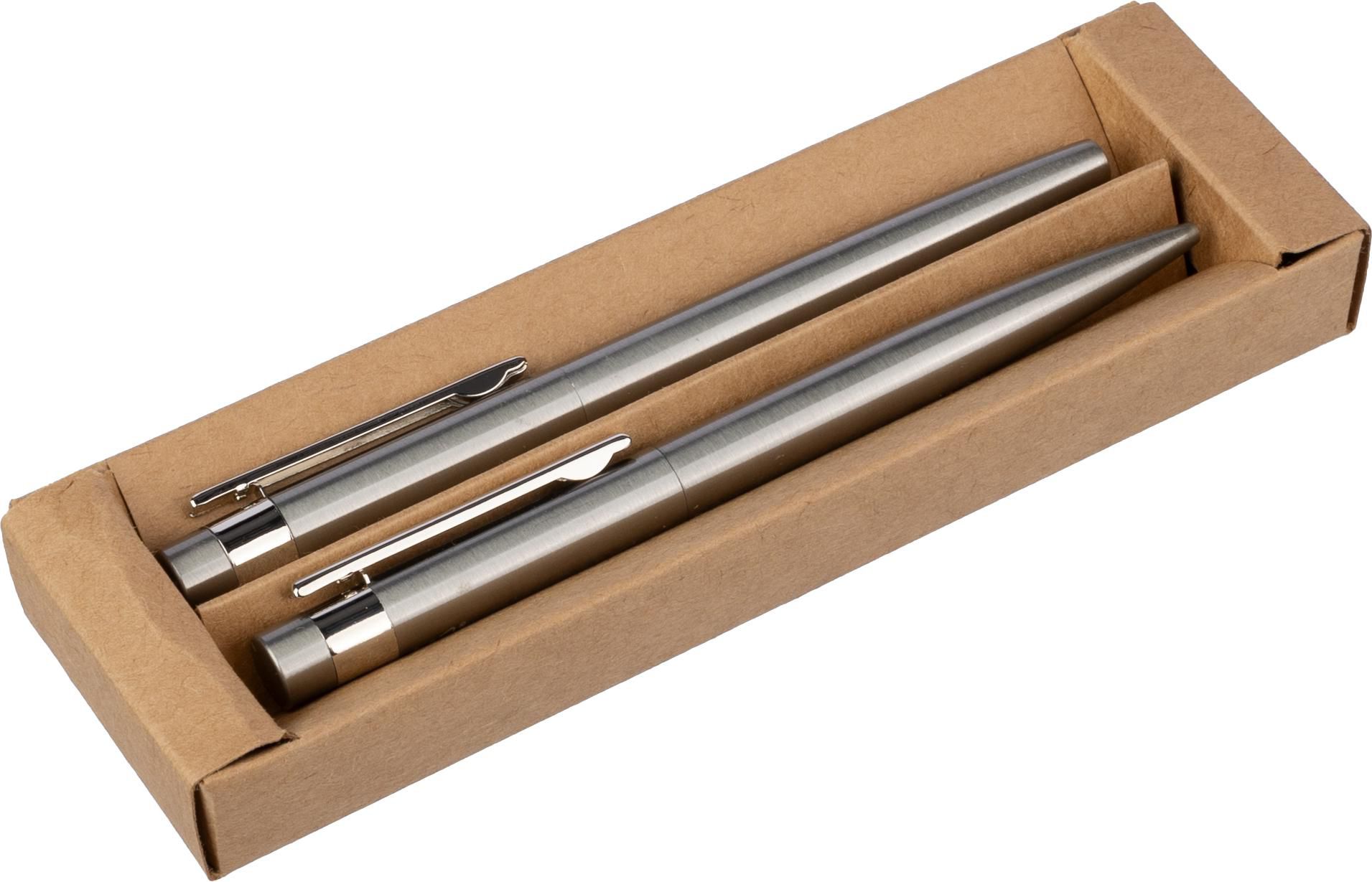 Vue 8 de Set d'écriture Fritz | Inox recyclé | Stylo bille twist et rollerball