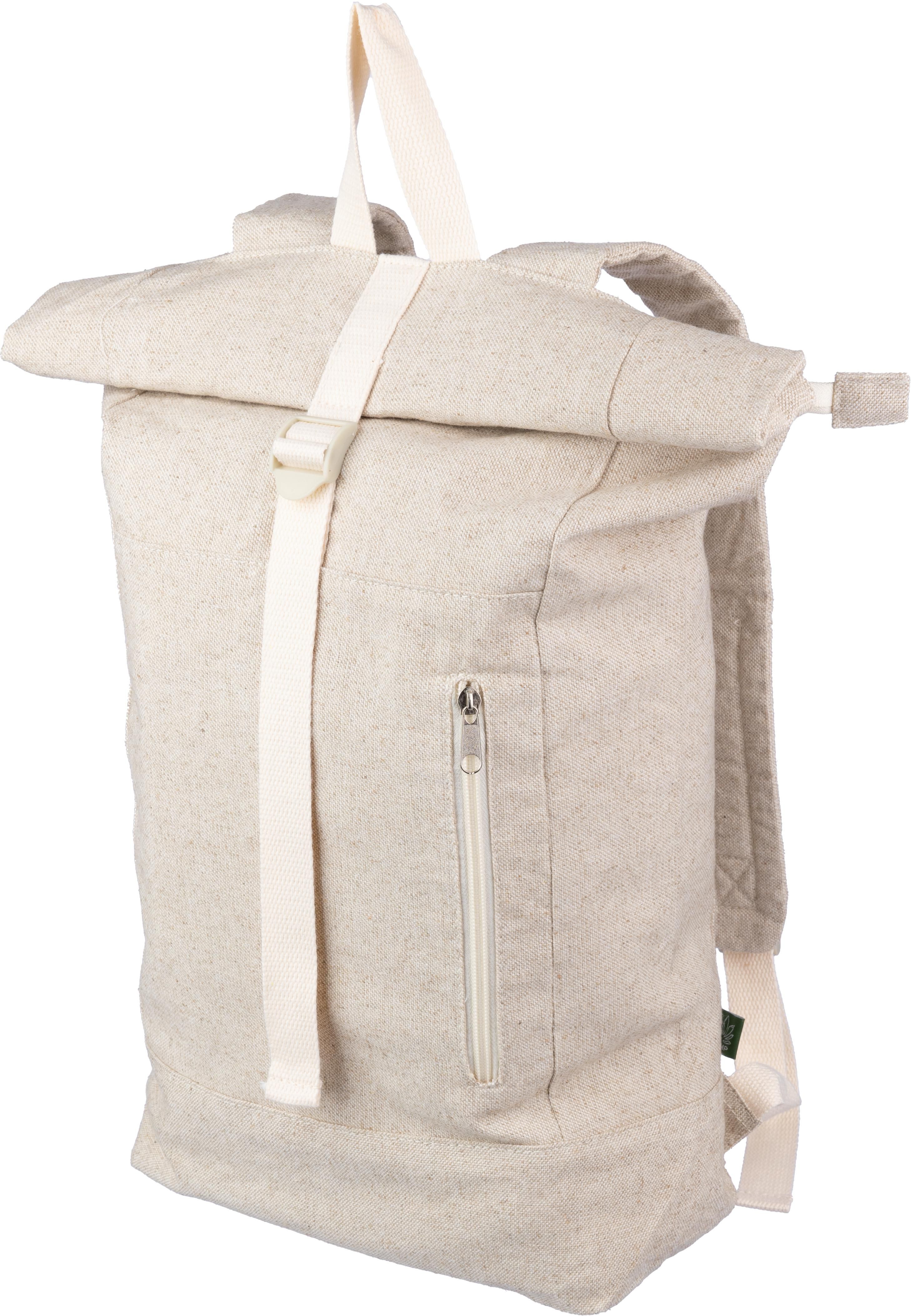 Vue 3 de Sac à dos Margarete | Chanvre | Rabat roulé | 24 l