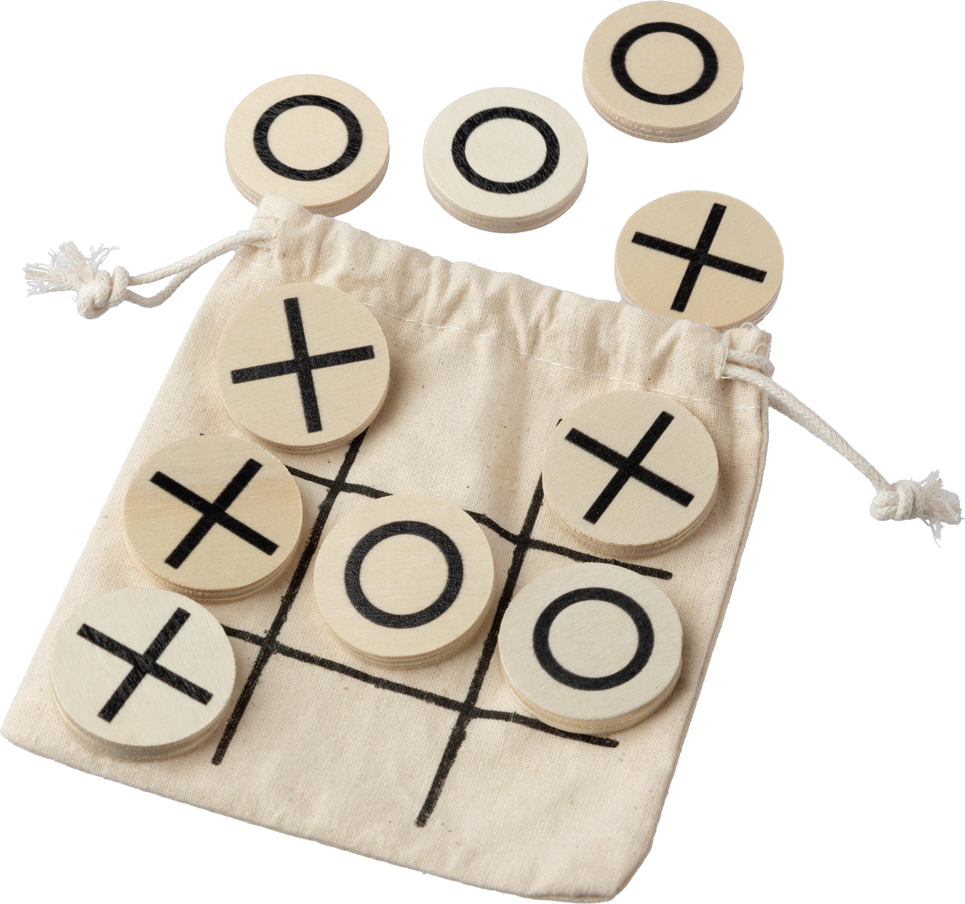 Vue 3 de Jeu de morpion | Bois | Pochette coton