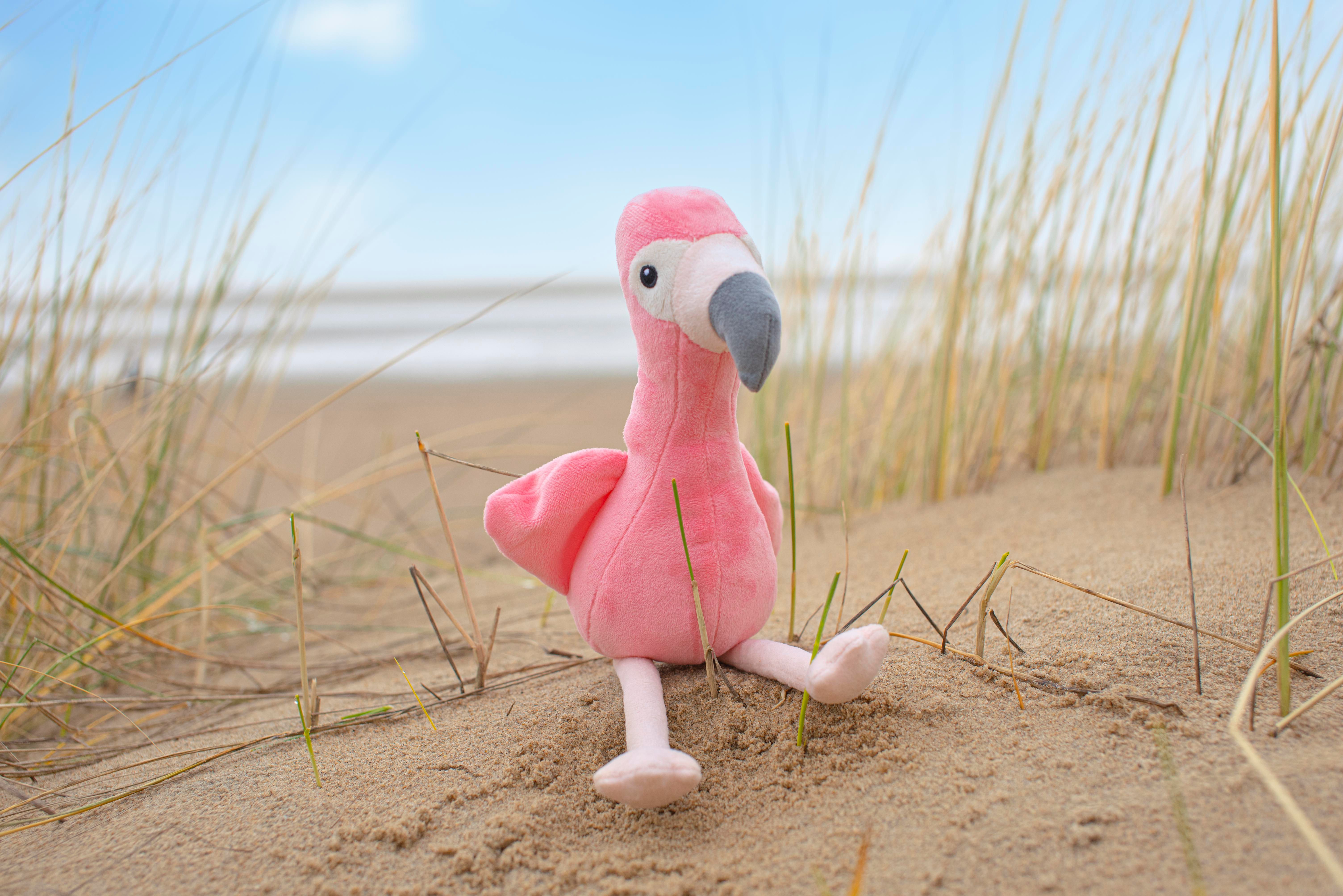 Vue 8 de Flamant rose en peluche Alicia | 18 cm