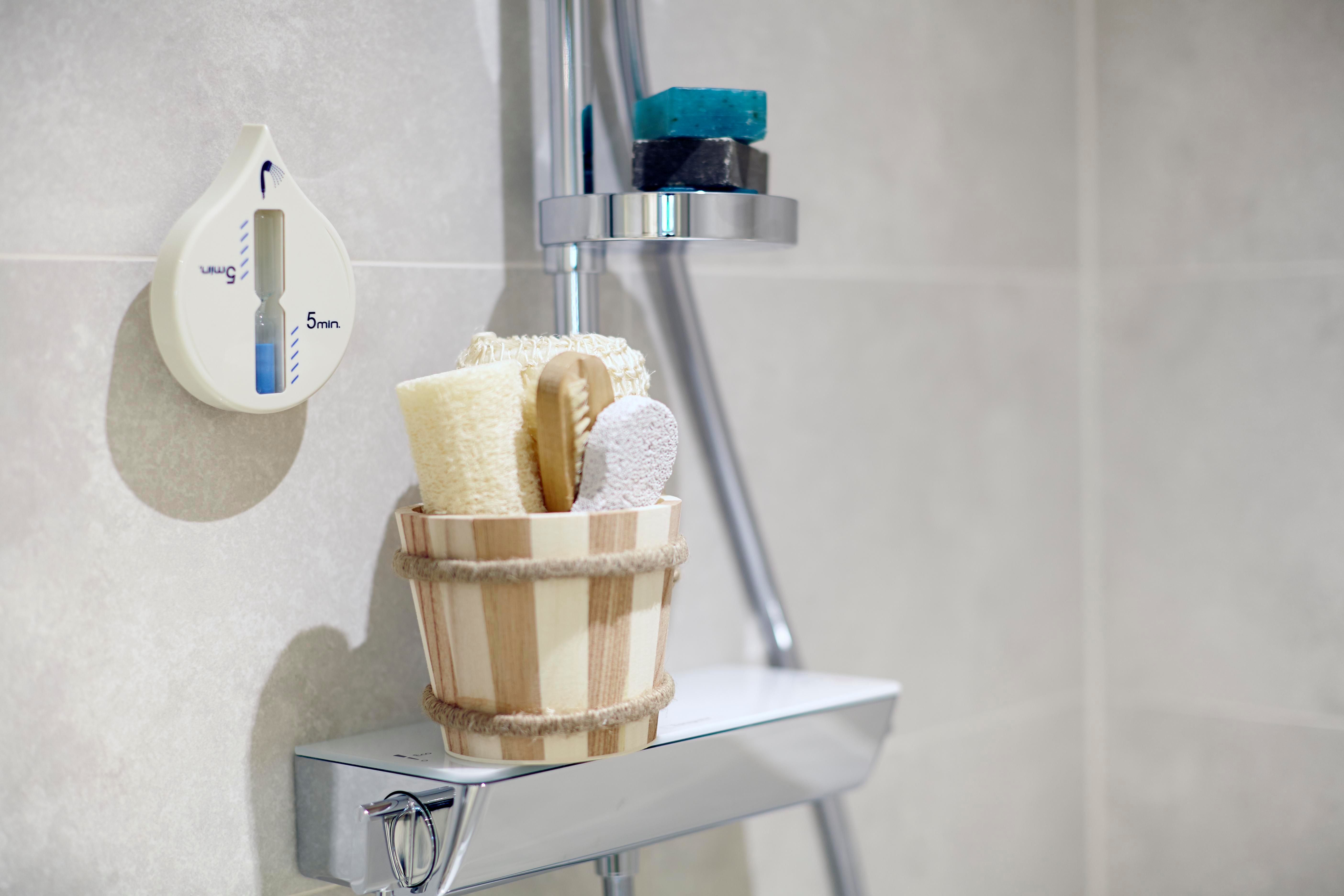 Vue 3 de Minuterie de douche Alaya | Forme goutte | Sablier