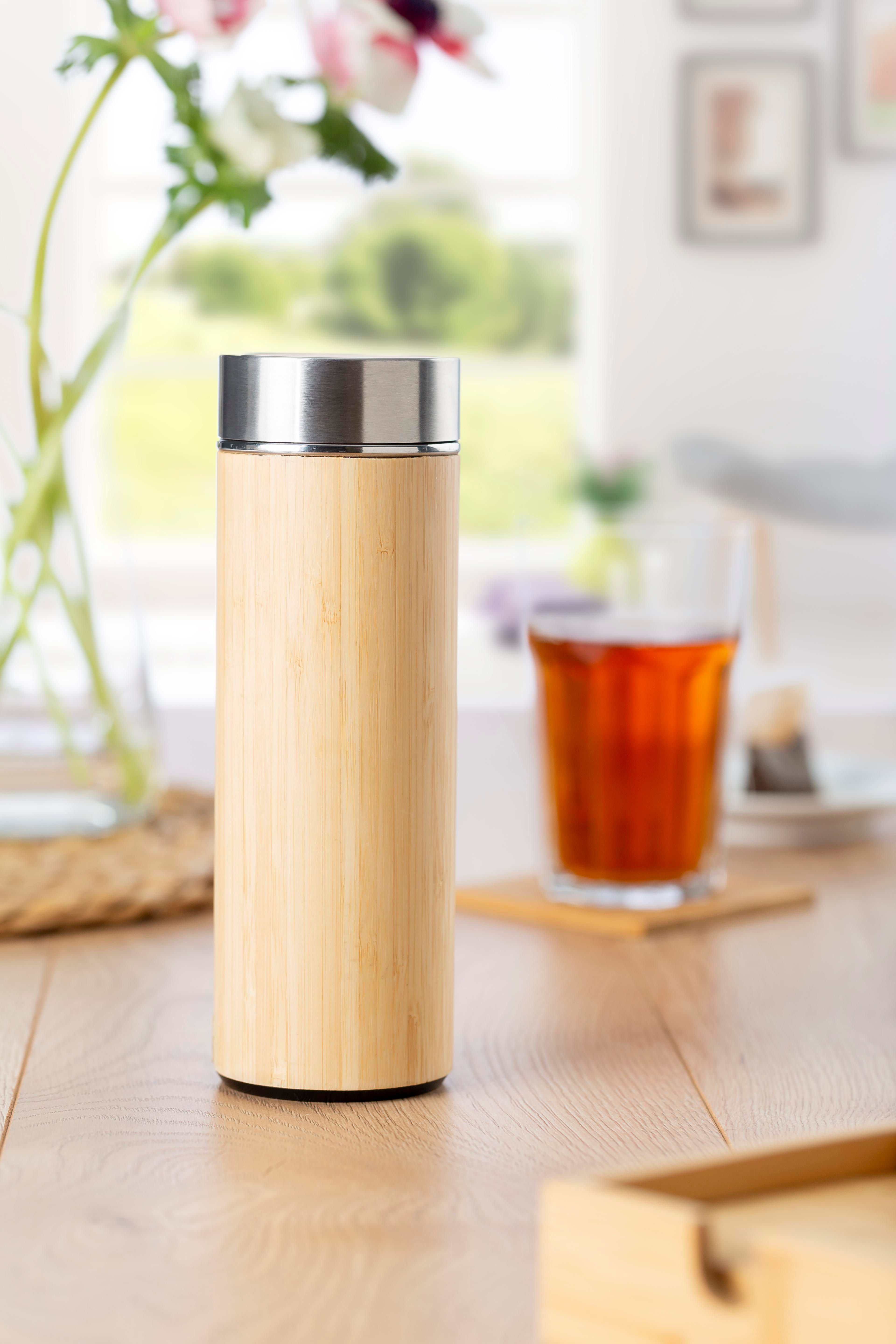 Vue 8 de Gourde Yara | Inox et bambou | 420 ml | Infuseur à thé