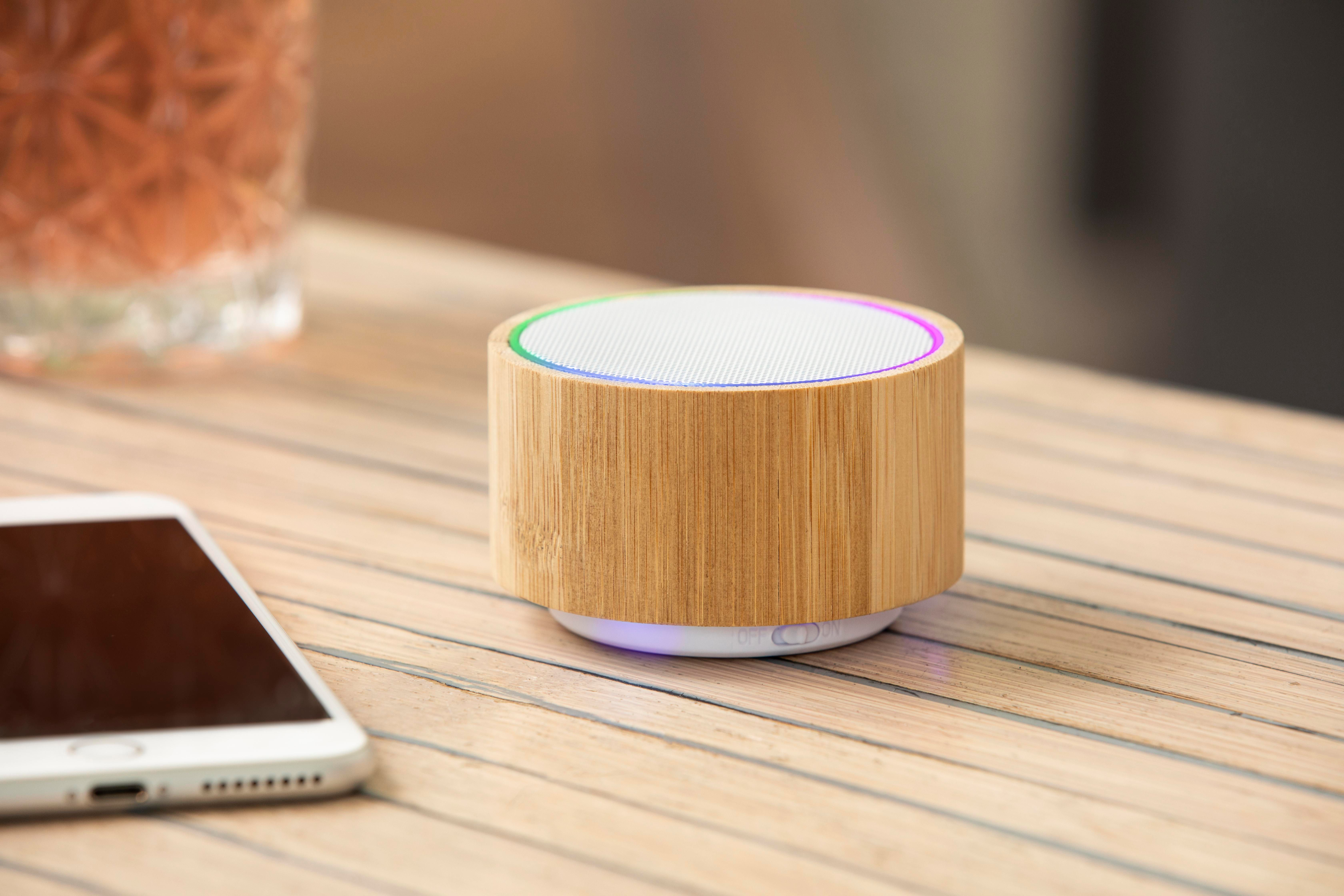Vue 4 de Enceinte Sharon | Boîtier bambou | Sans fil