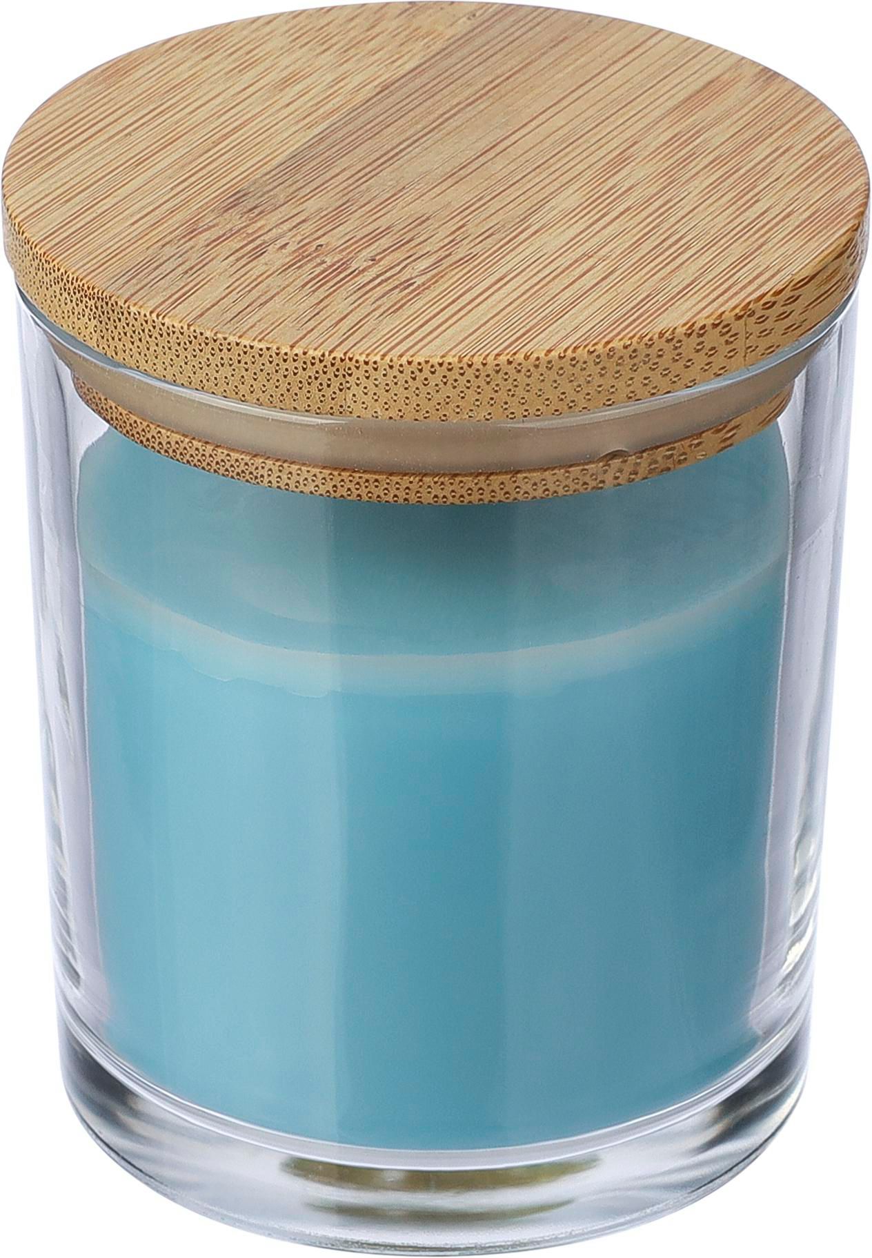 Vue 3 de Bougie Riven | Verre avec couvercle bambou
