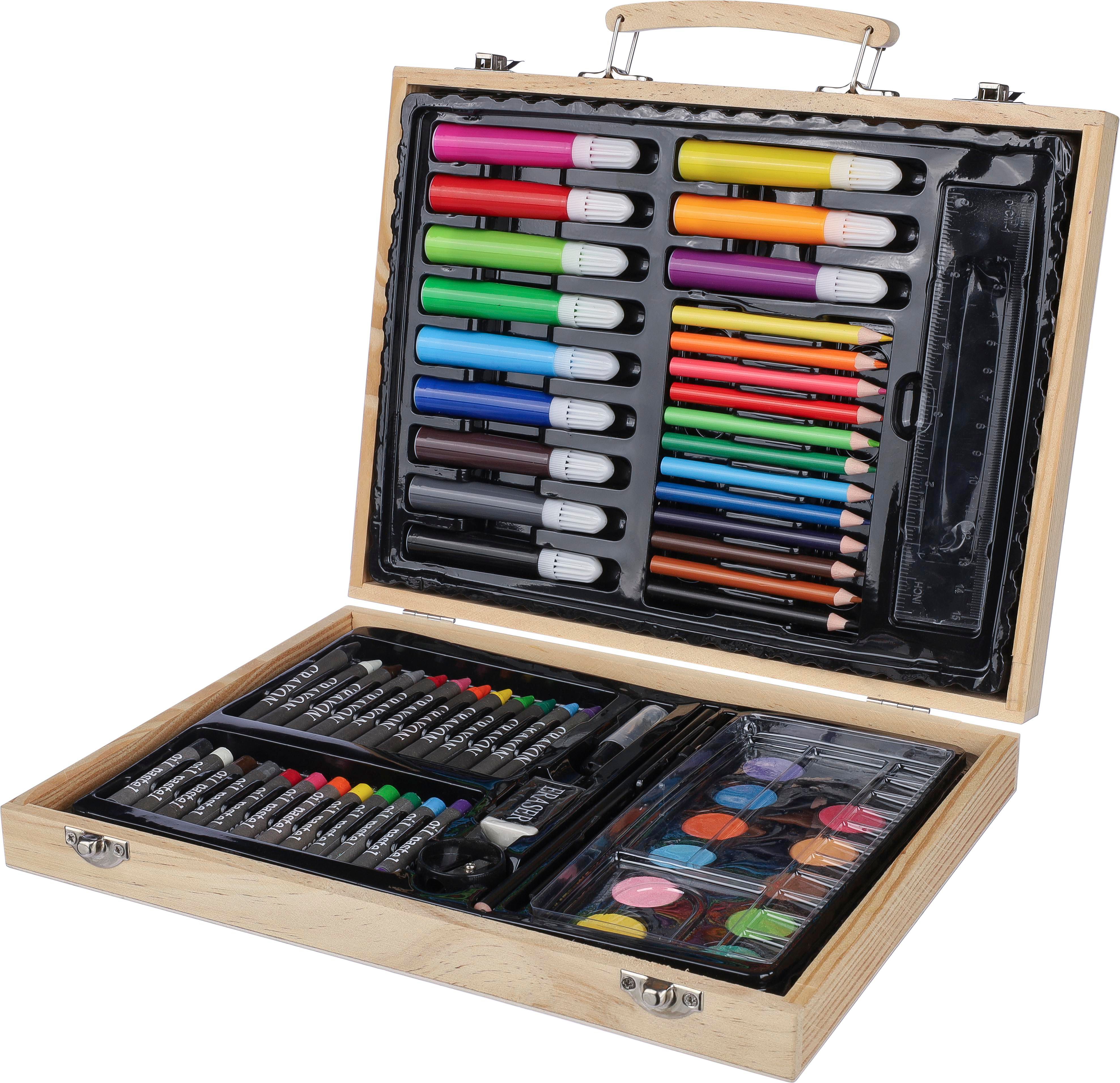 Vue 2 de Set de dessin Thessaly | Coffret en bois | 66 pièces