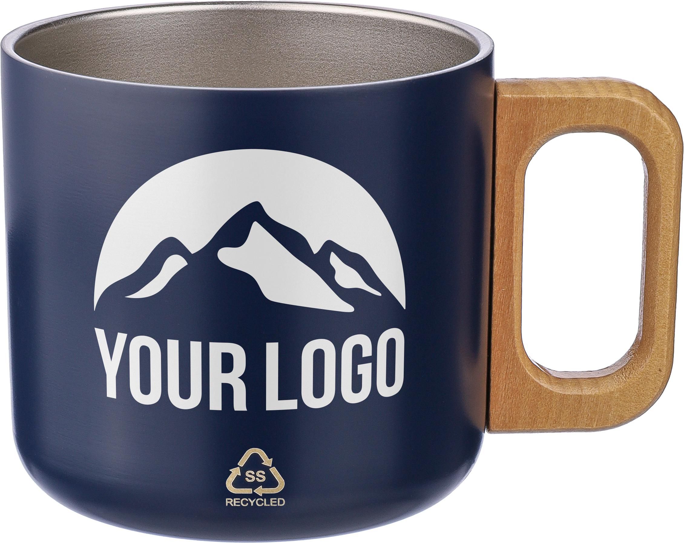 Vue 6 de Mug Dwight | Inox recyclé | Manche en bois | 400 ml