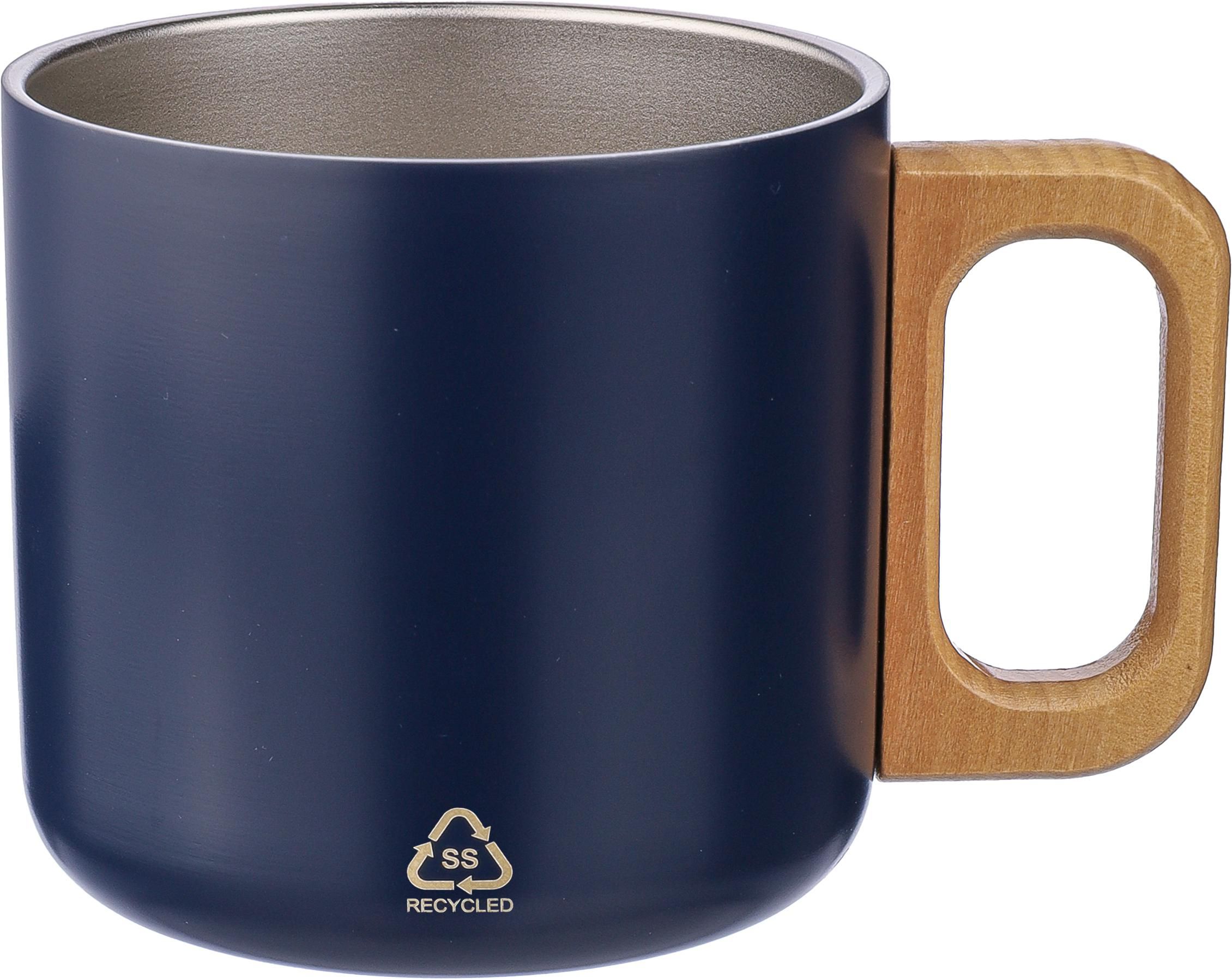 Vue 7 de Mug Dwight | Inox recyclé | Manche en bois | 400 ml