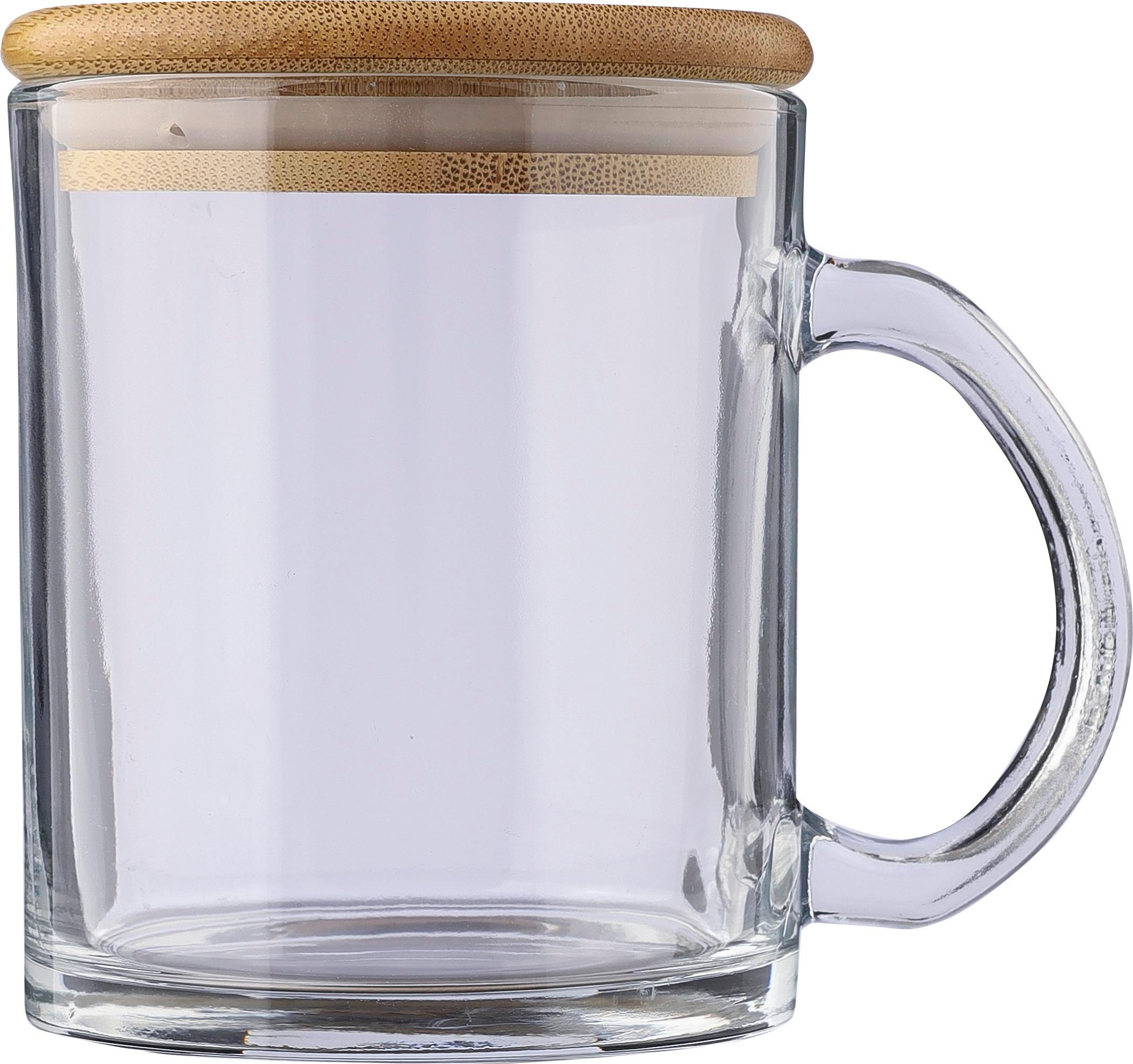 Vue 2 de Mug Ashley | Verre recyclé | Couvercle bambou | 300 ml