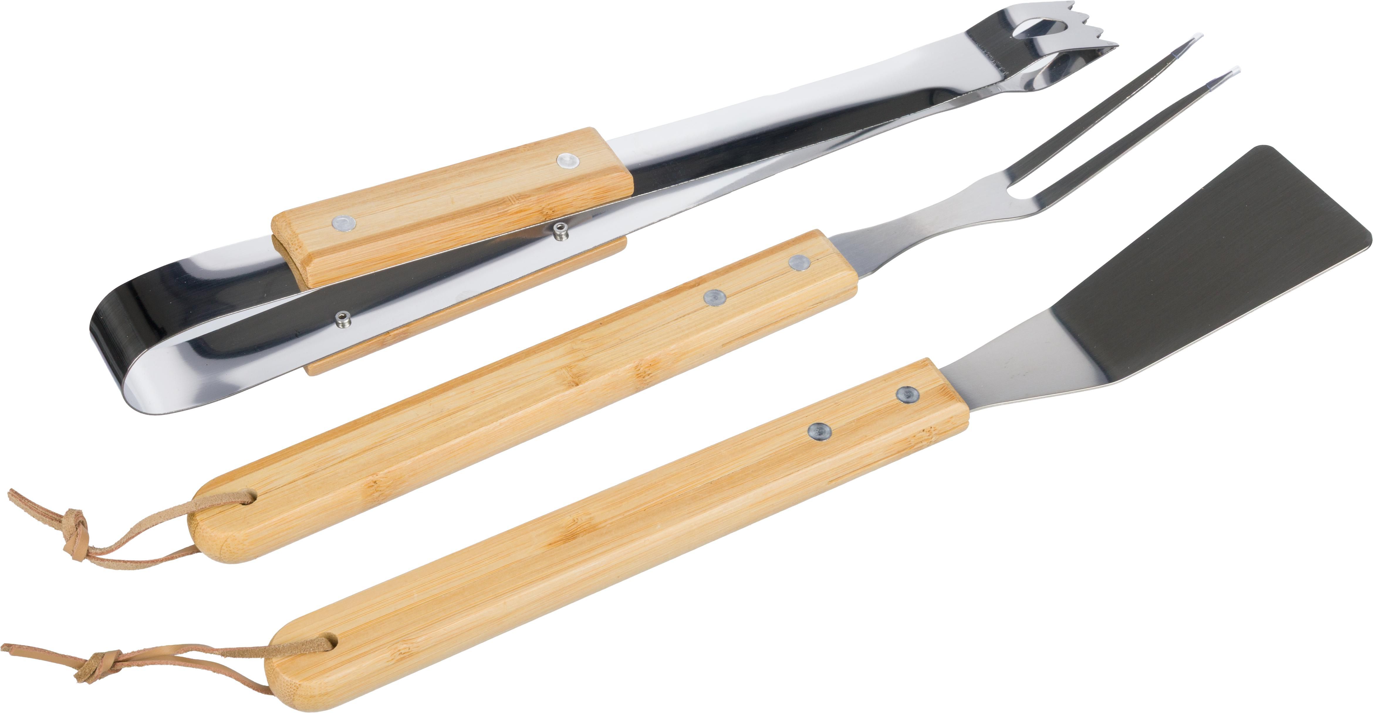 Vue 3 de Set barbecue Kaitlyn | Inox | 3 pcs | Manches en bois