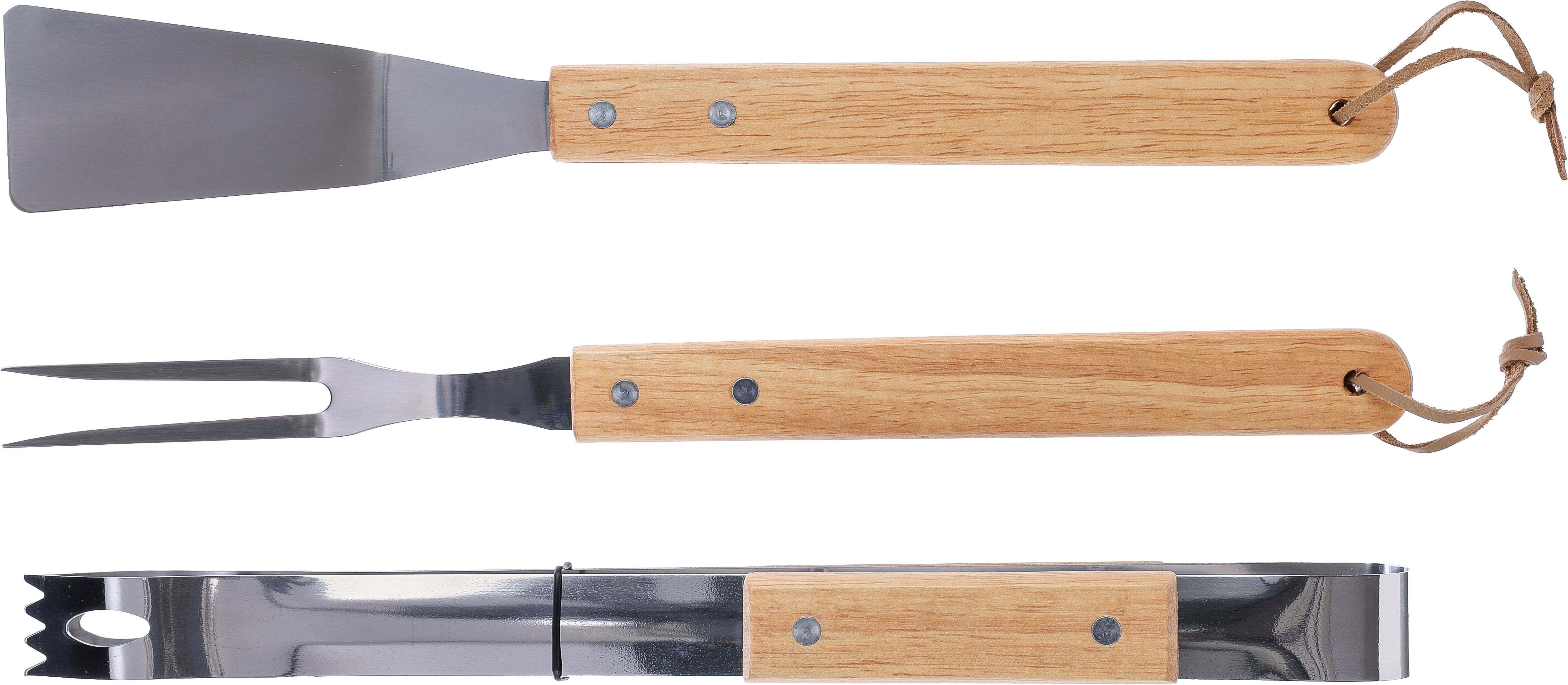 Vue 2 de Set barbecue Kaitlyn | Inox | 3 pcs | Manches en bois