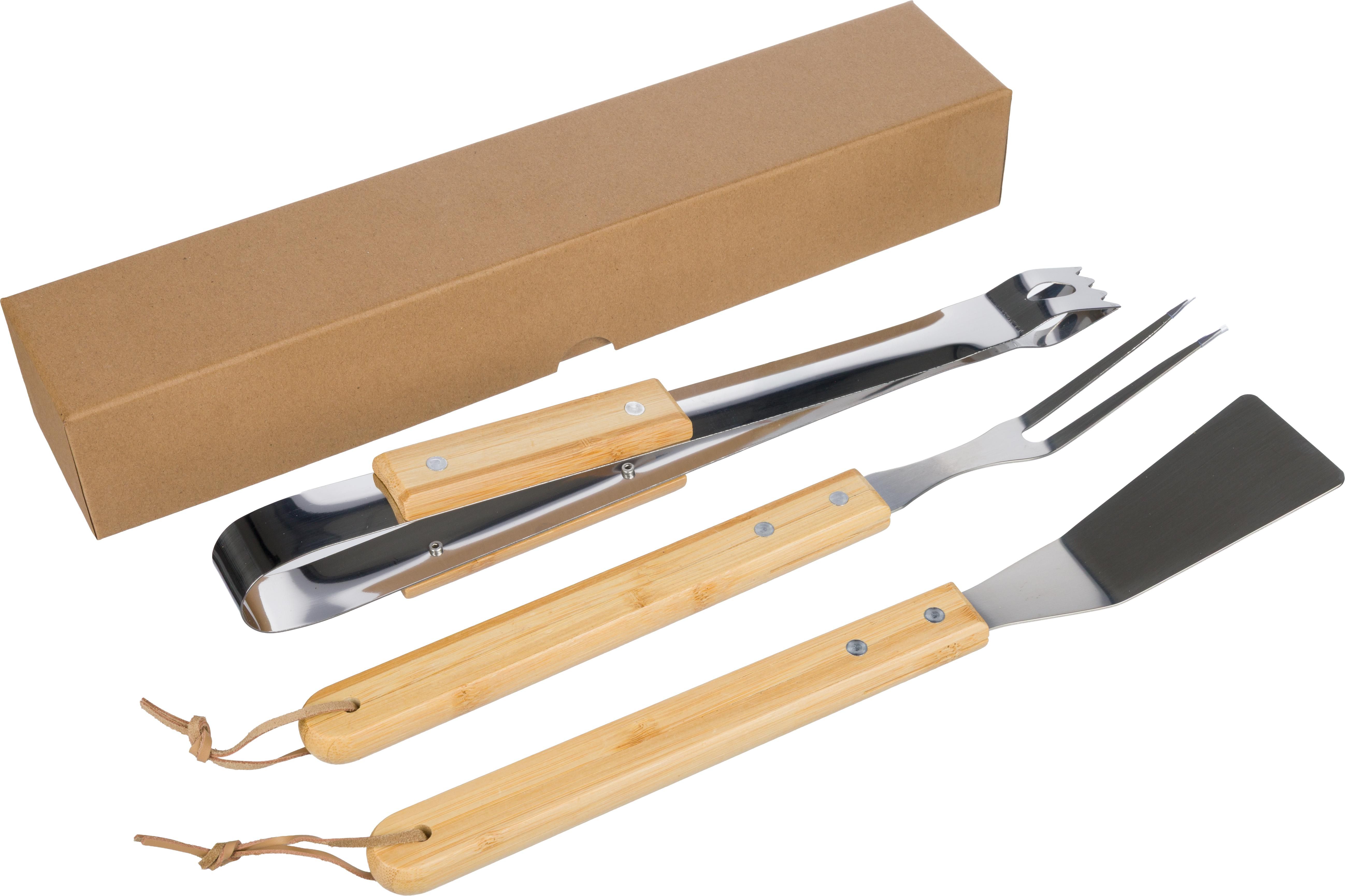 Vue 5 de Set barbecue Kaitlyn | Inox | 3 pcs | Manches en bois
