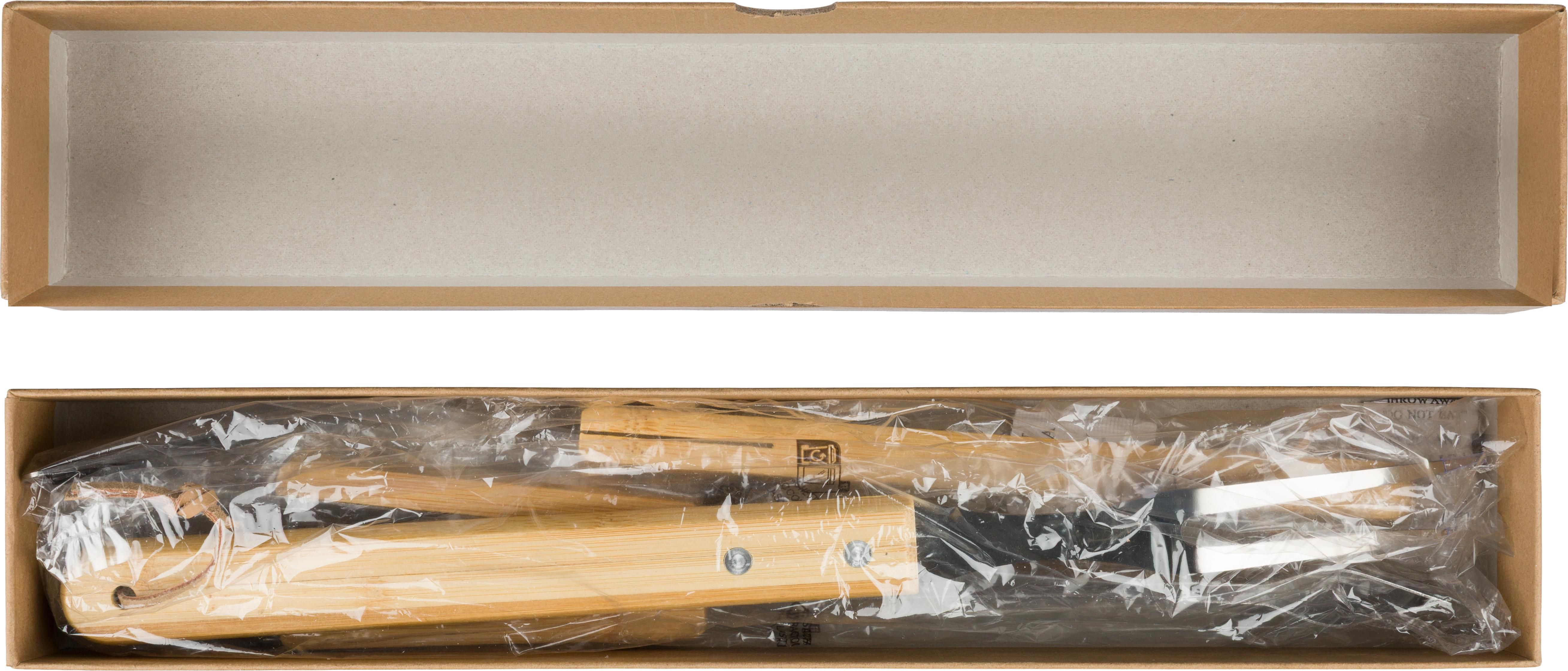 Set barbecue Kaitlyn | Inox | 3 pcs | Manches en bois